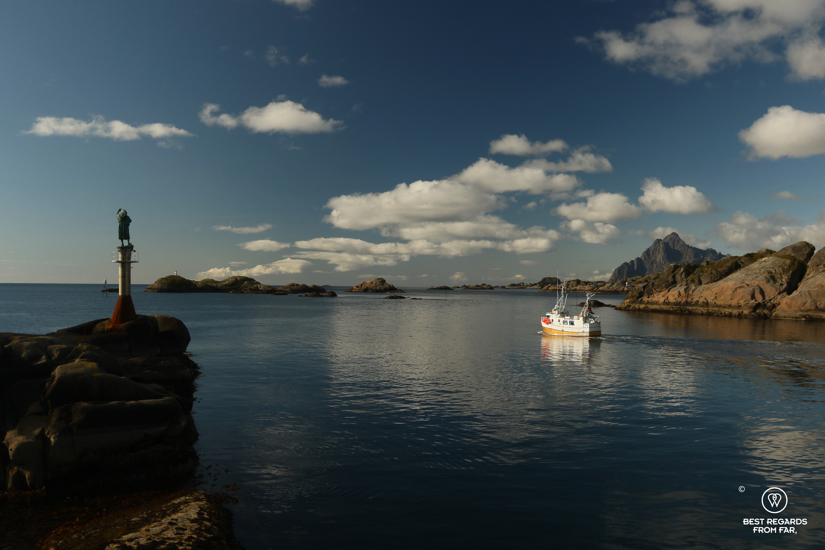 Fishing boat going at sea, Svolvaer, Lofoten