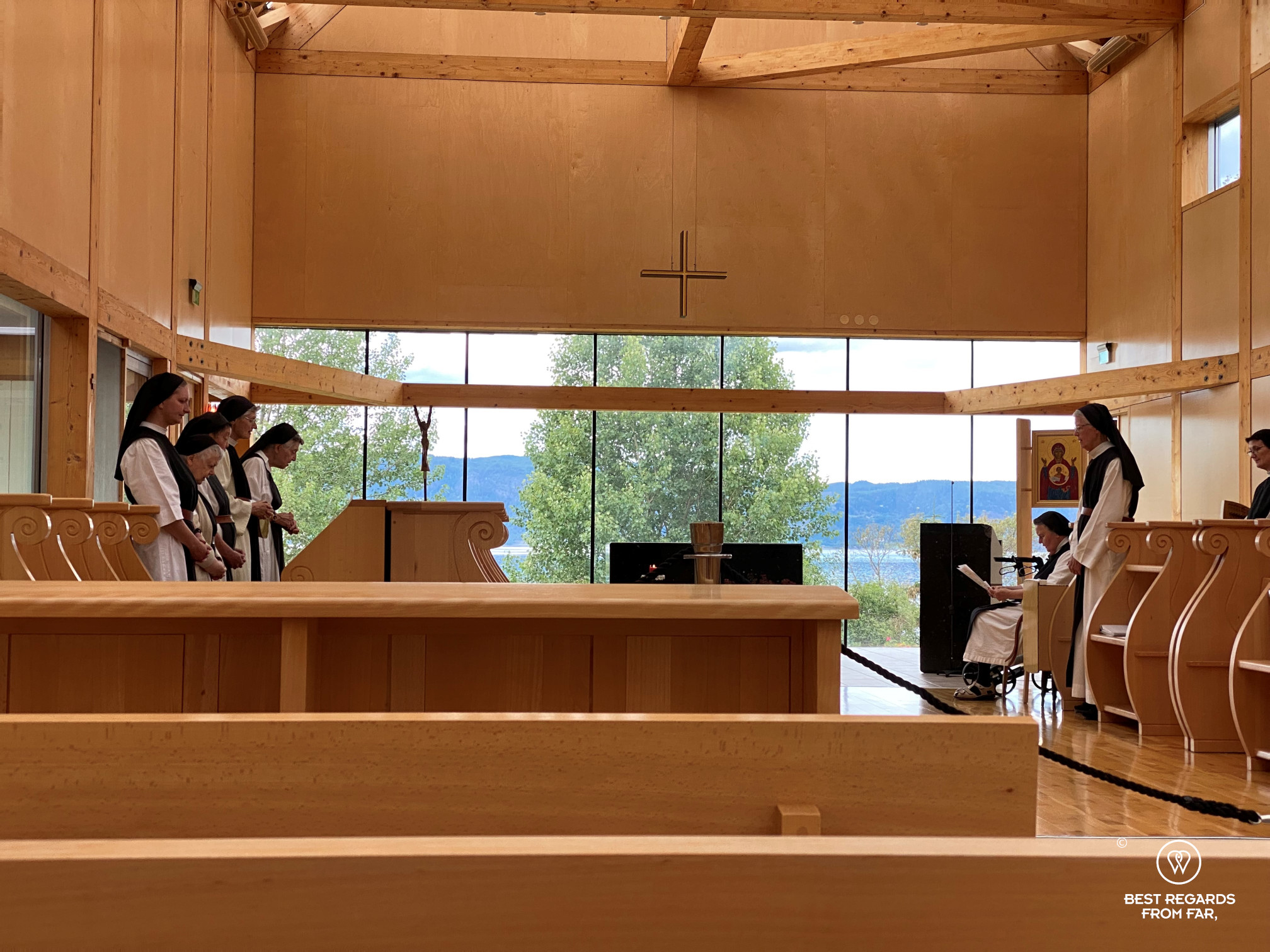 Mass at the Tautra Maria church on Tautra Island, Norway