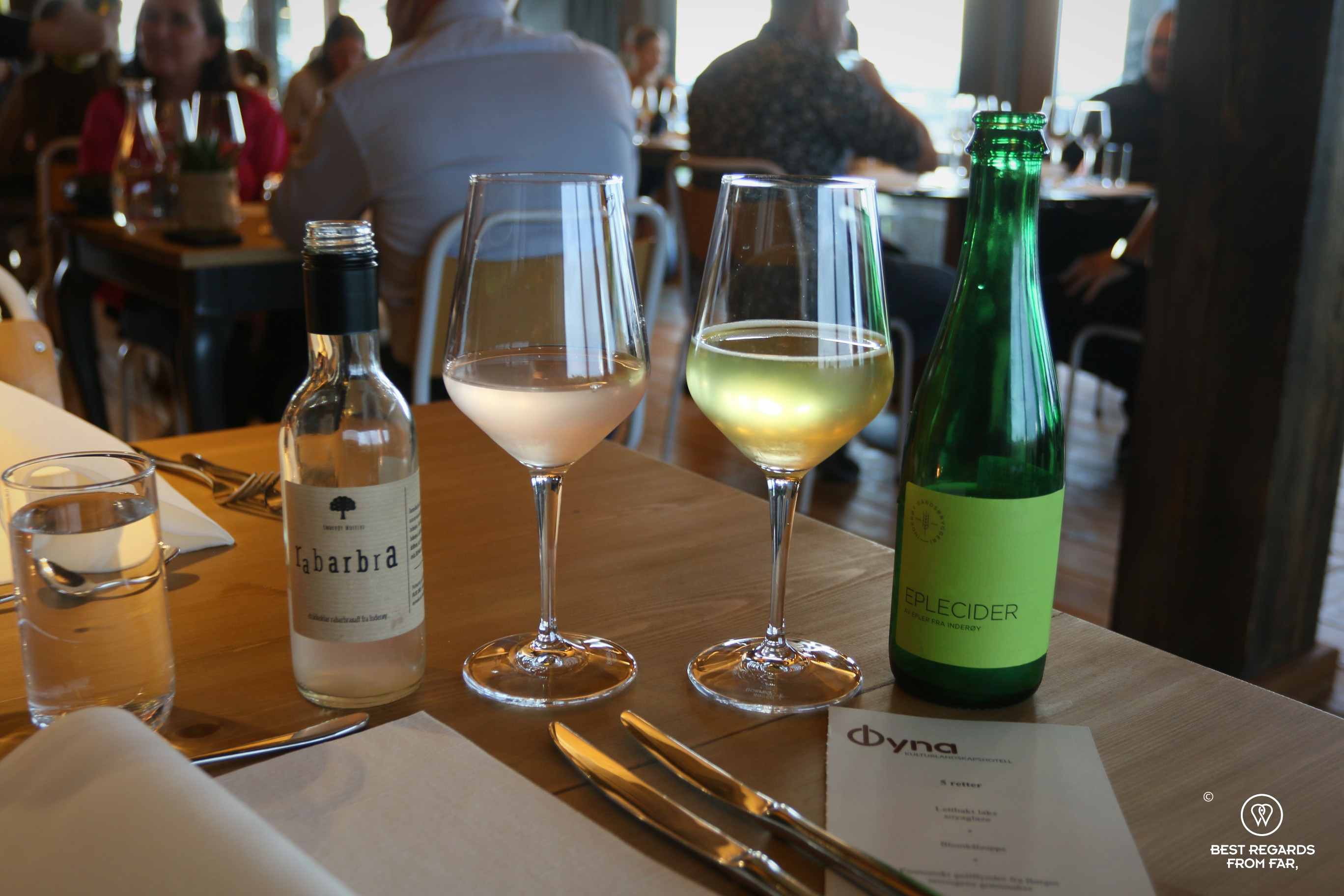 Oyna restaurant menu and local drinks, Norway