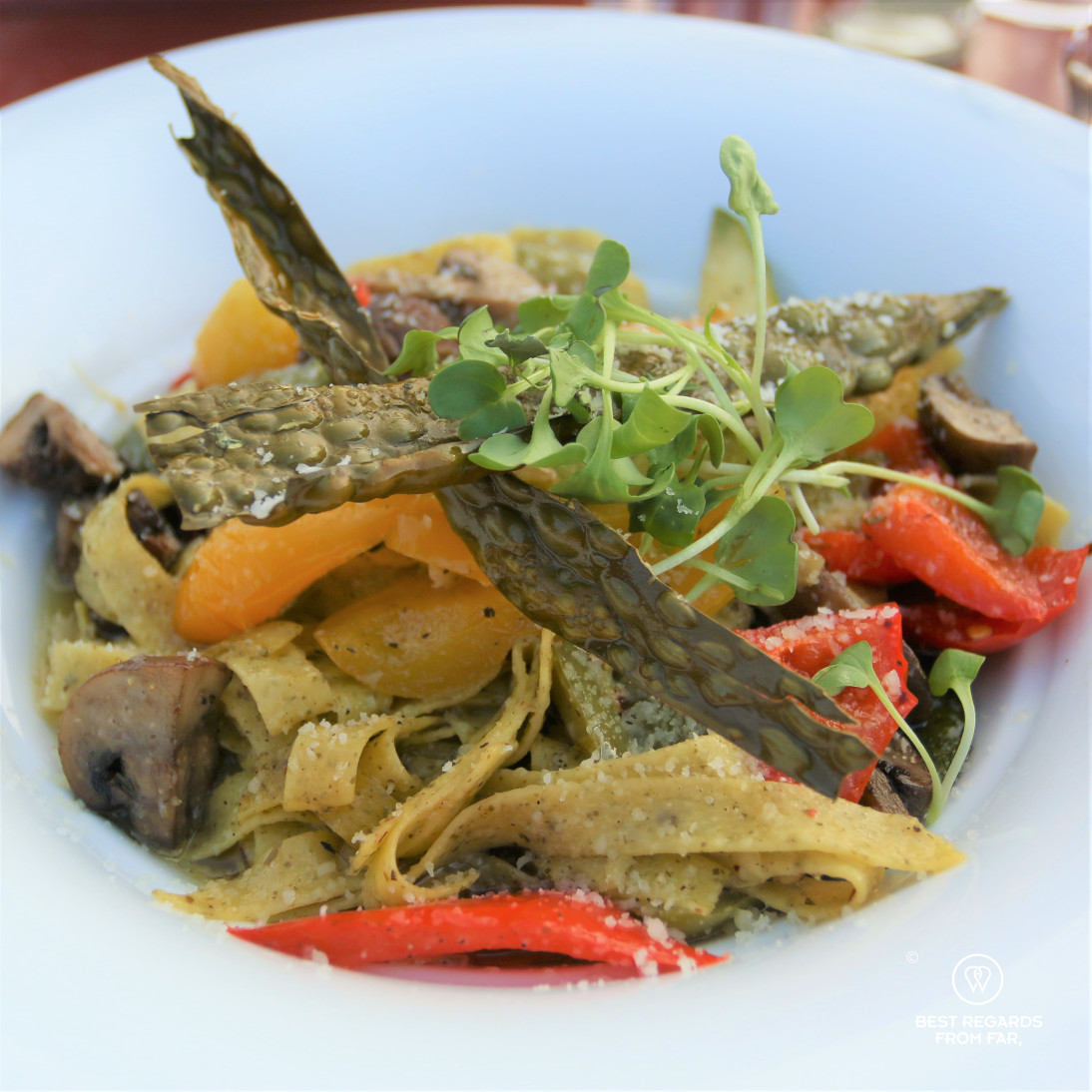 Seaweed pasta at Brygga restaurant in Å, Lofoten