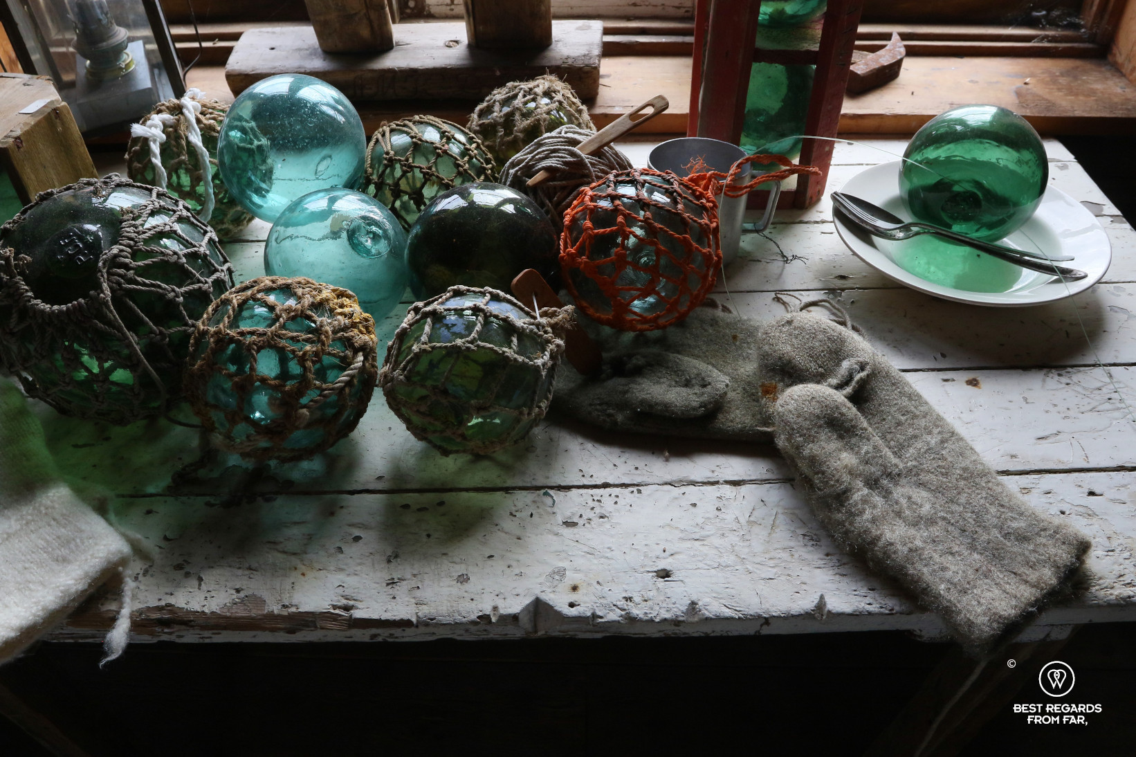 Artefacts in a rorbu at Å fishing village museum, Lofoten, Norway