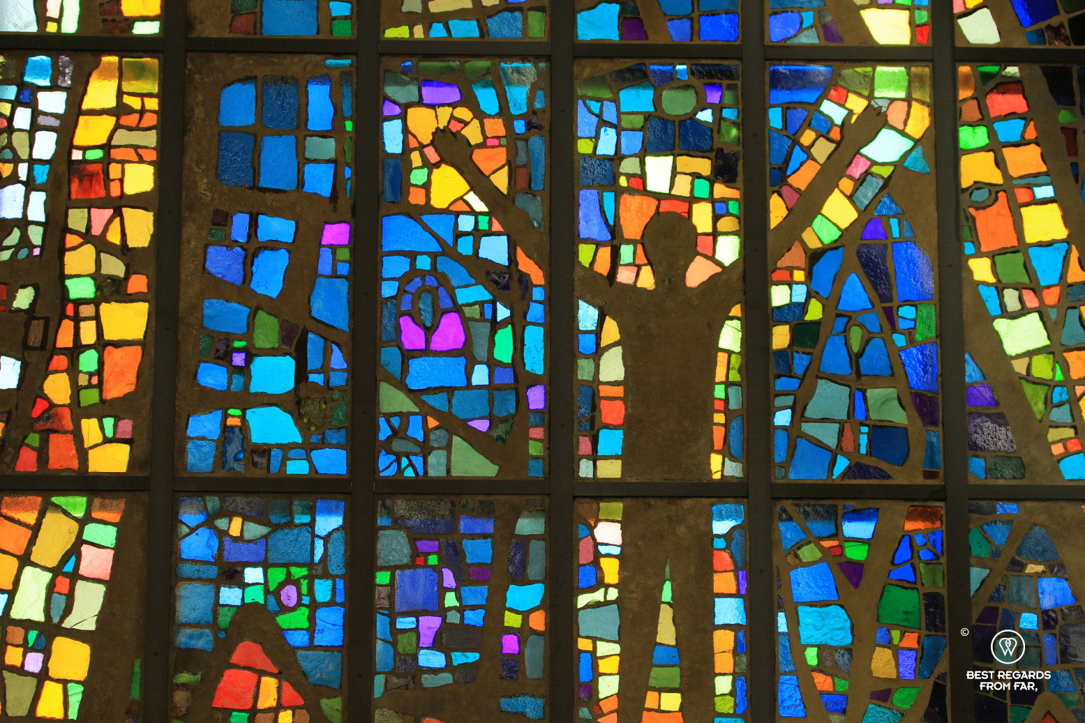 Detail of the Arctic Cathedral stainedglass windows, Tromso