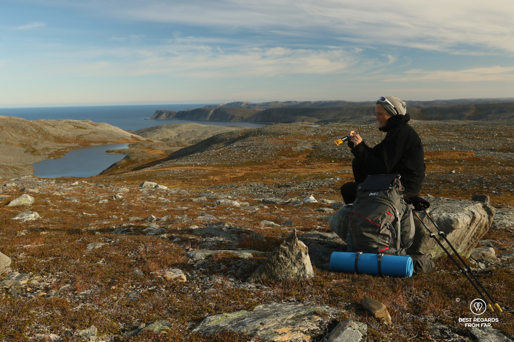 A break while hiking Kinnarodden, Cape Nordkinn