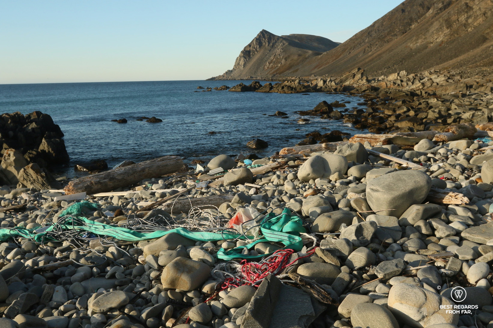 Waste on beach on the Kinnarodden hike, Norway