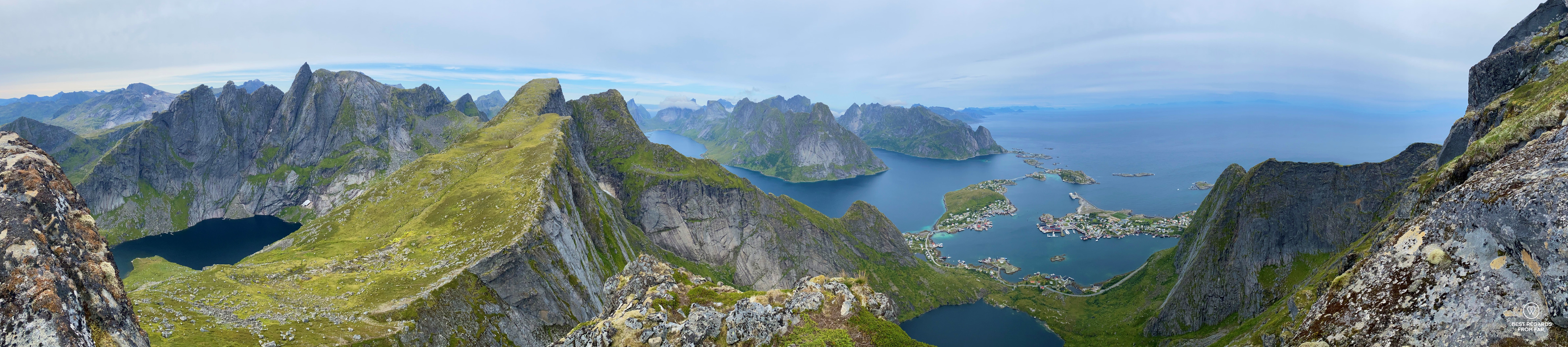 Panorama on Lofoten from Reinebringen, Norway