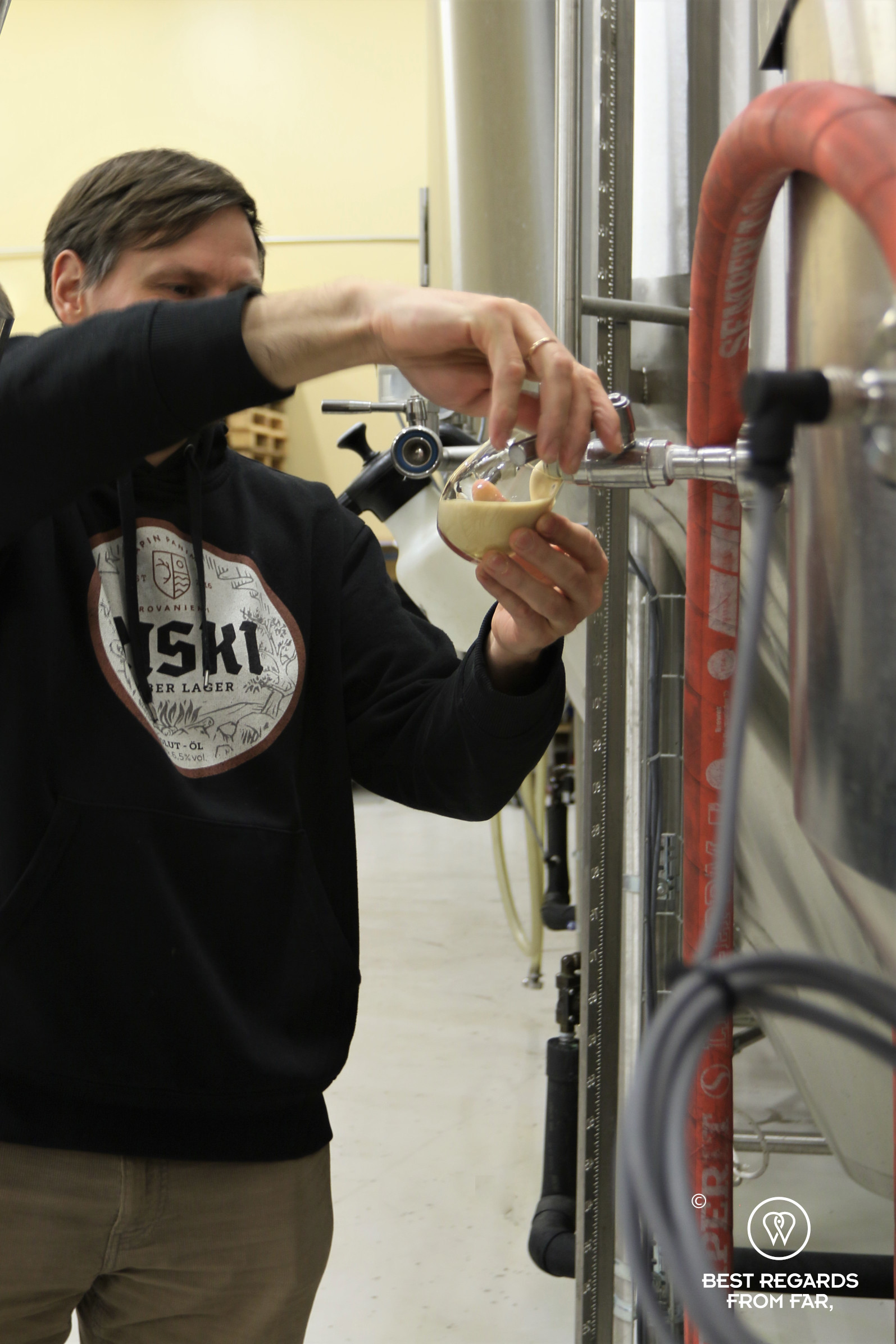 A tasting from the tank, Lapland Brewery, Rovaniemi
