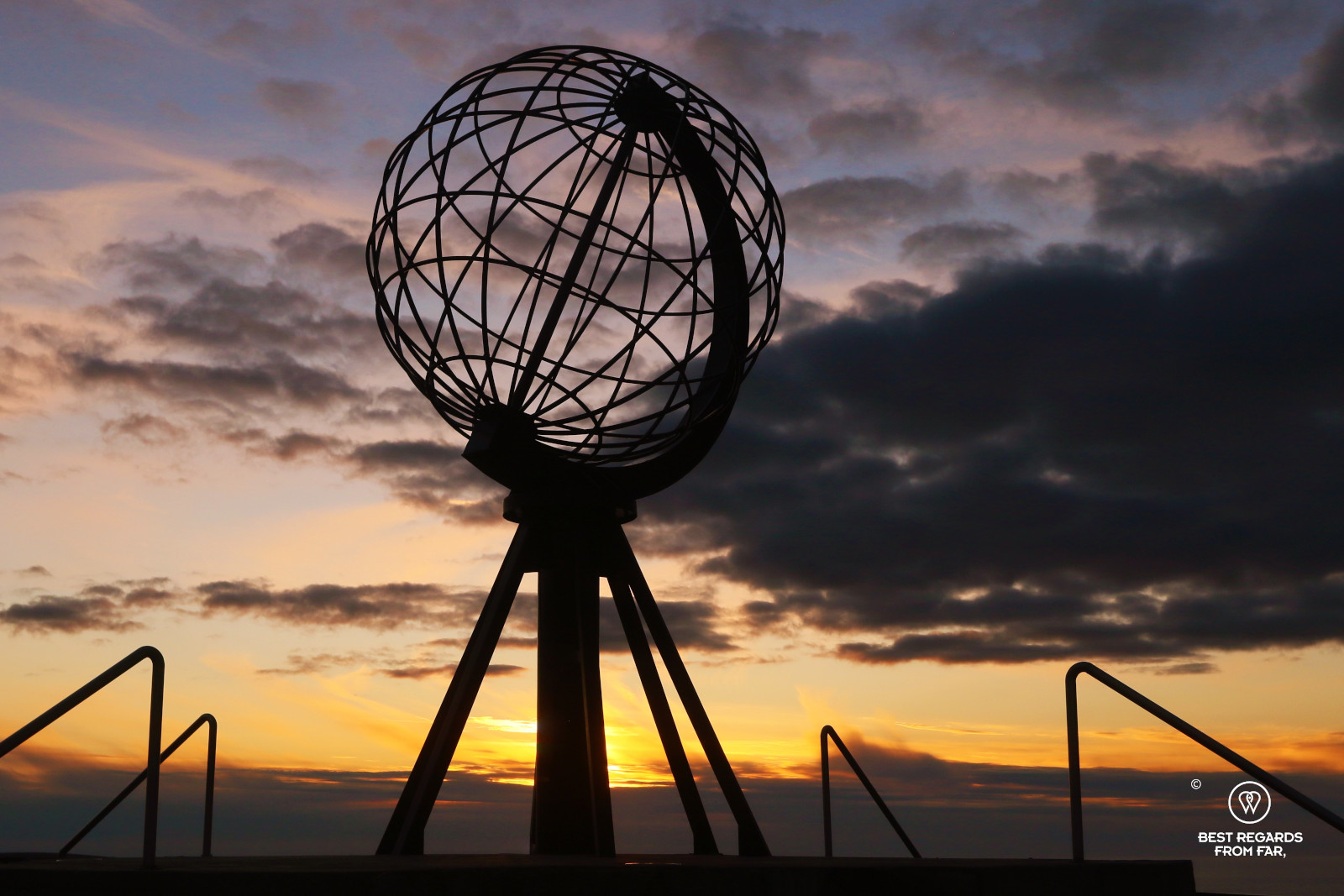 The North Cape globe at sunset, Norway
