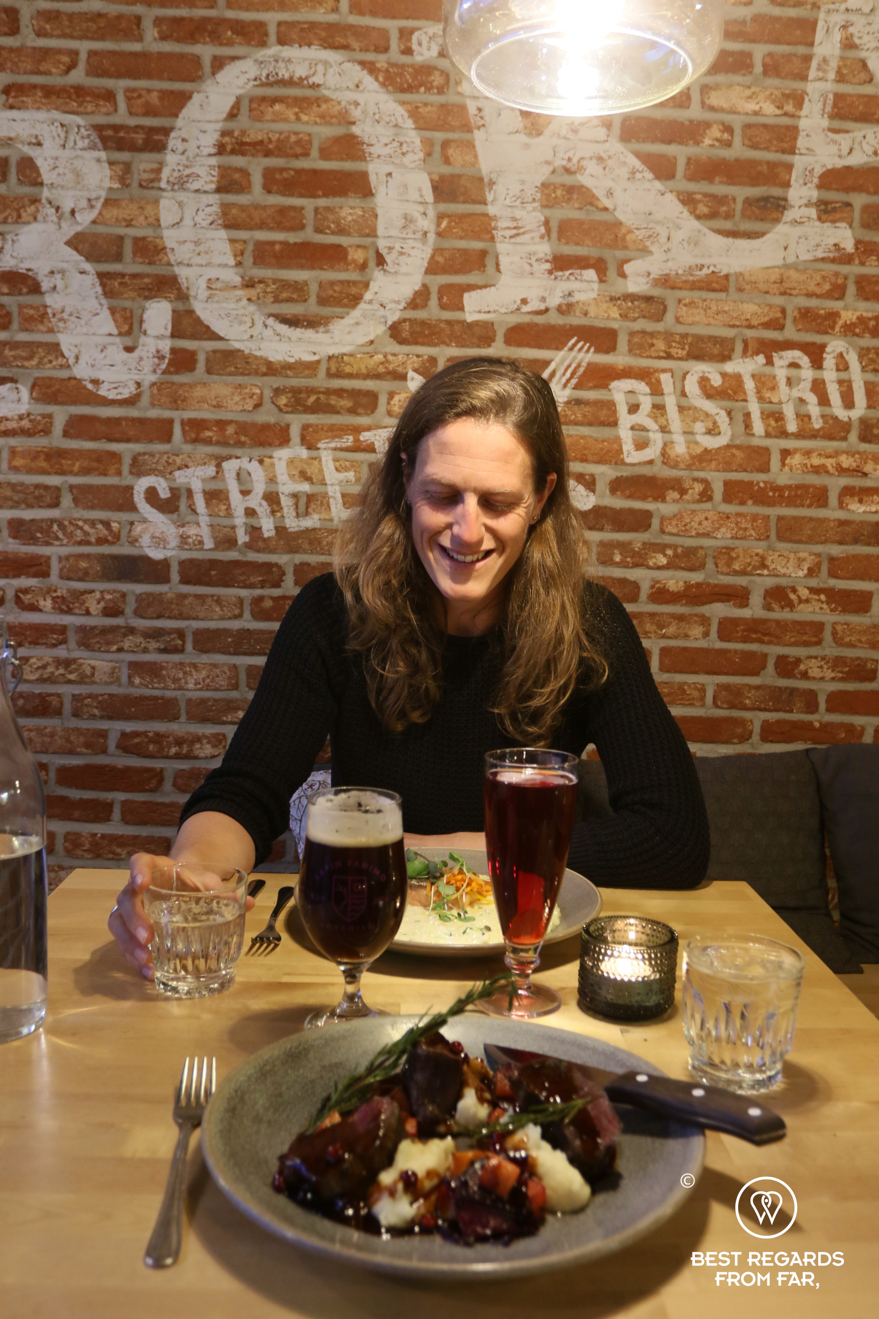 Having dinner at Roka restaurant, Rovaniemi, Lapland