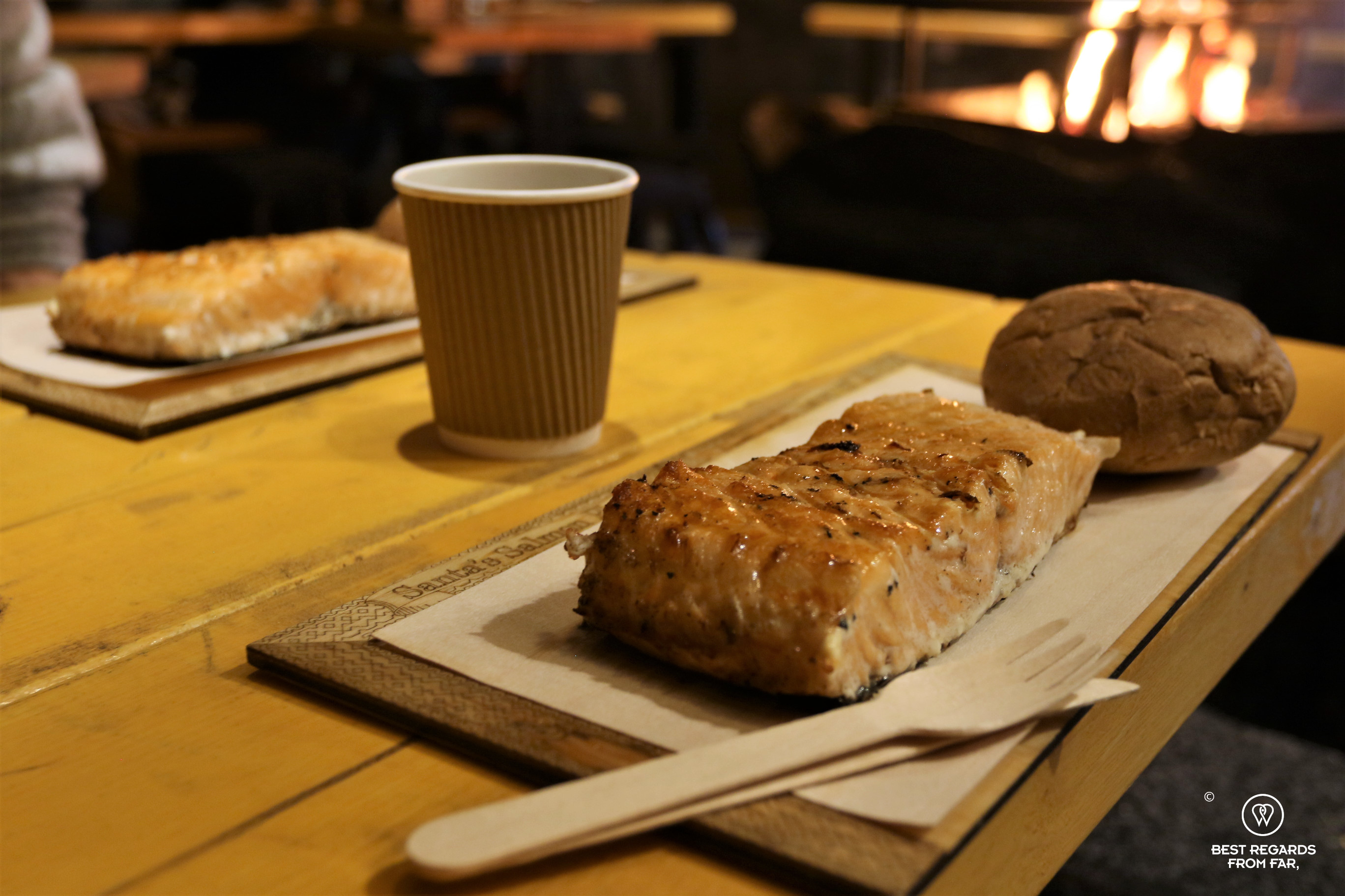 Delicious salmon at Santa's Salmon Place, Rovaniemi, Lapland