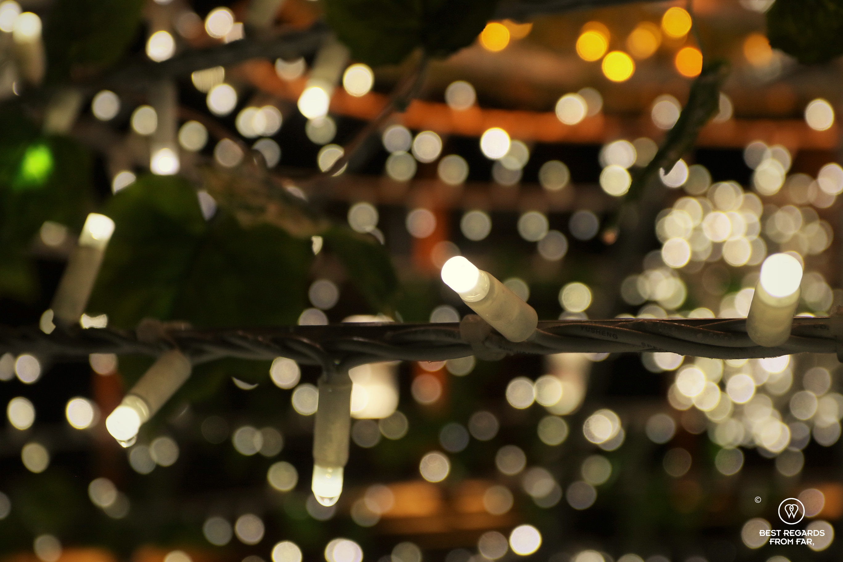 Close up of Christmas lights at Santa's Village, Rovaniemi, Lapland