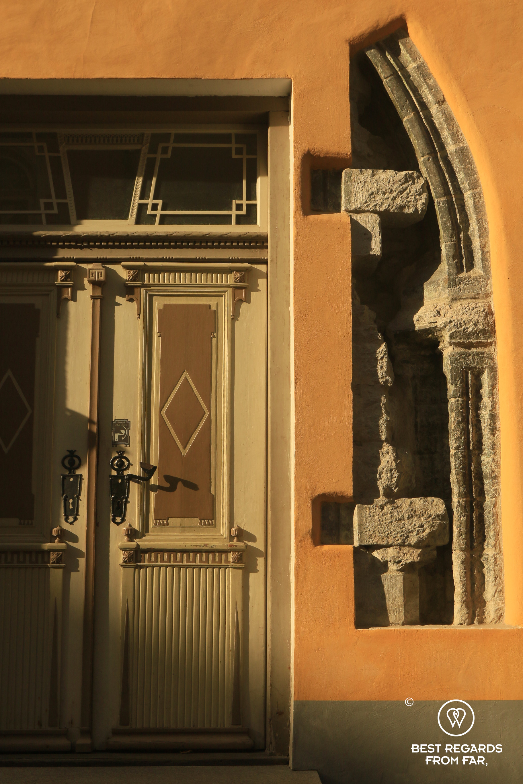 Old façade in Tallinn in the sun