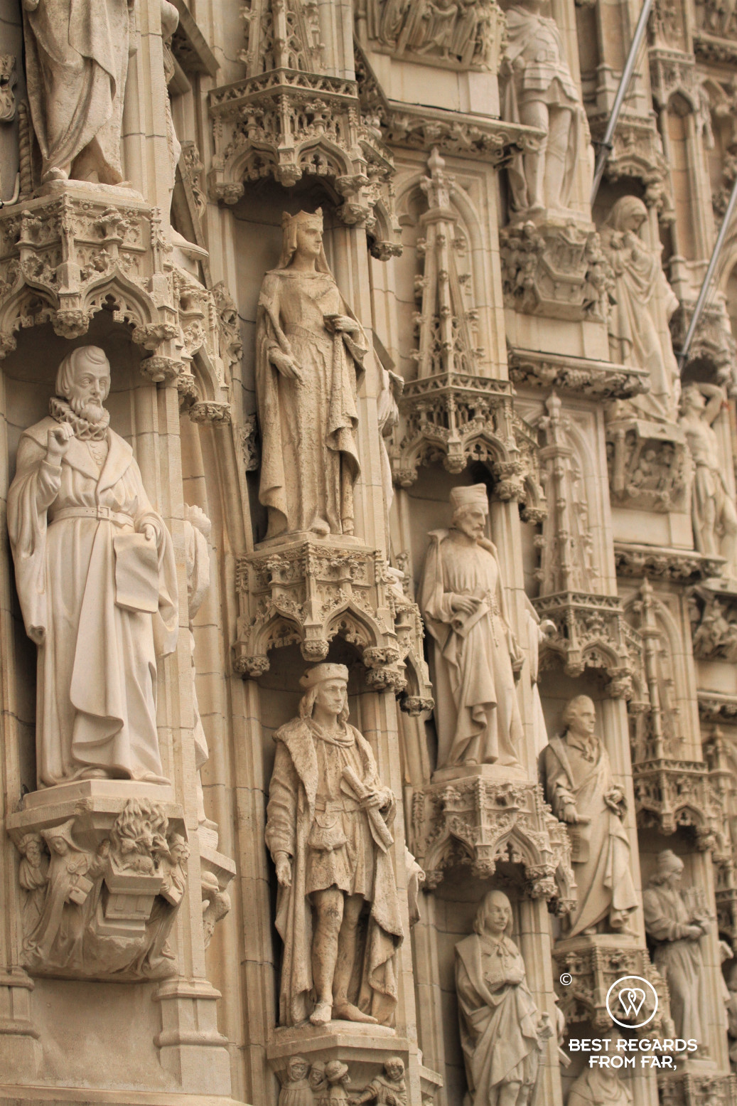 The statues of the City Hall, Leuven, Belgium