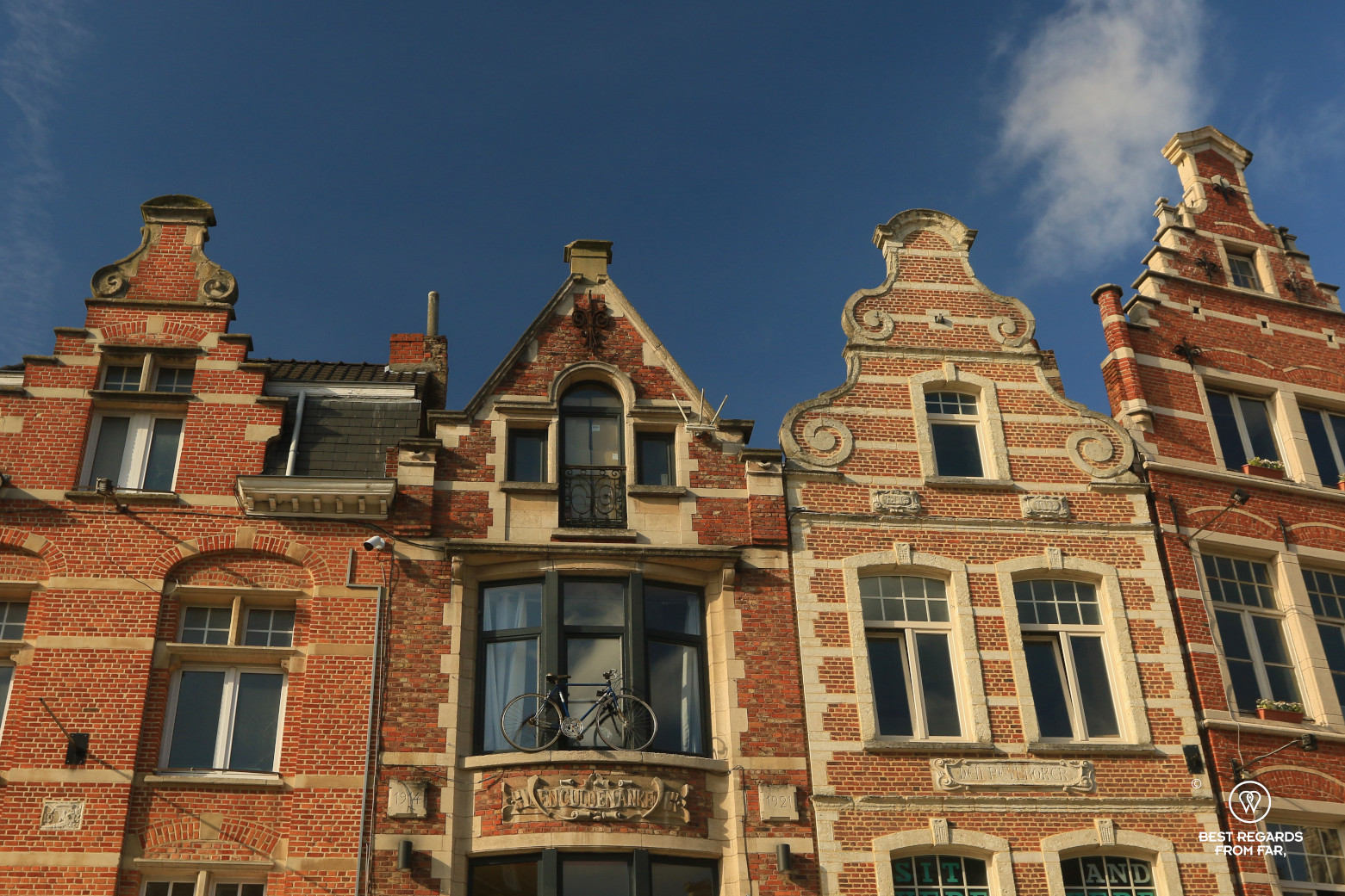 Brick façades of the Oude Markt in Leuven, Belgium