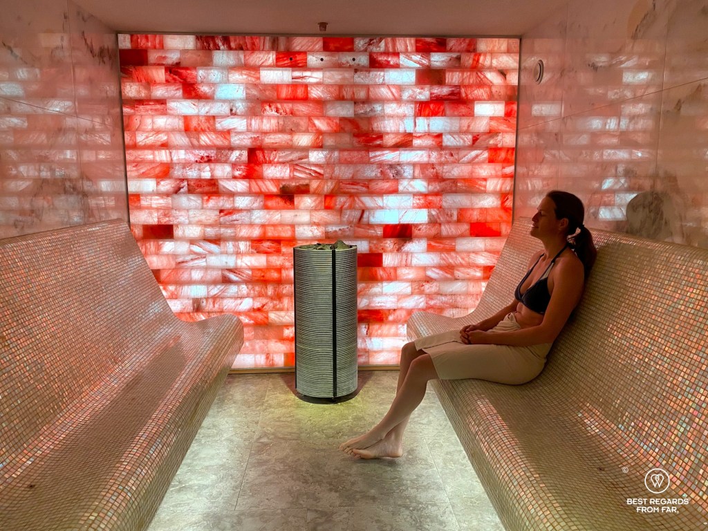 The Himalayan salt sauna at the spa of the Grand Poet Hotel, Riga, Latvia
