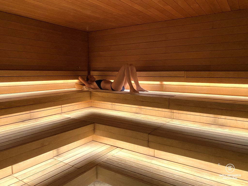 Sauna at the spa at the Grand Poet Hotel, Riga, Latvia
