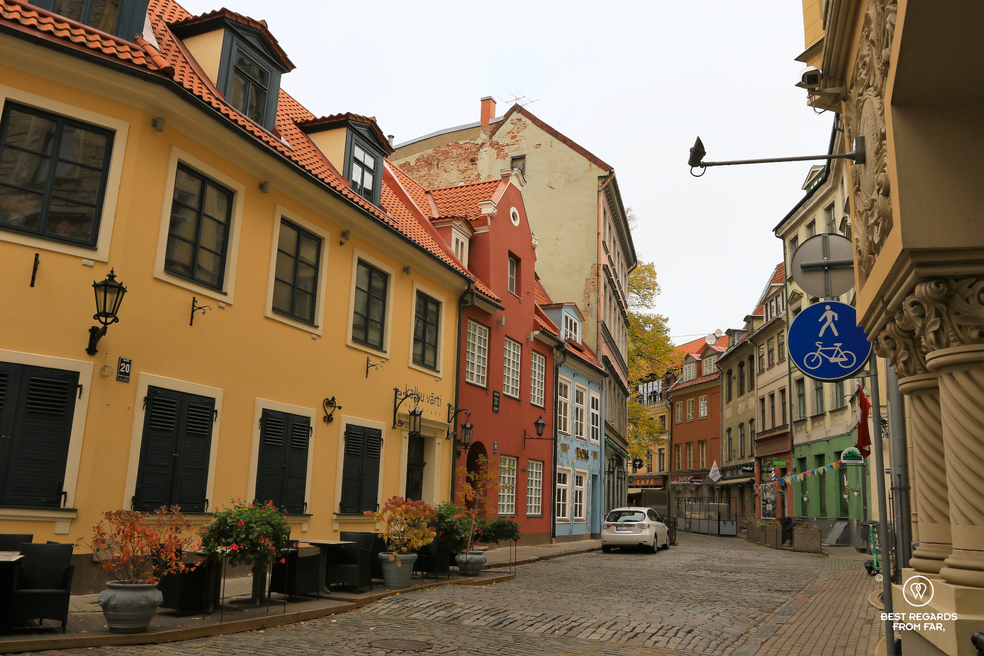 Colourful street in Riga, Latvia