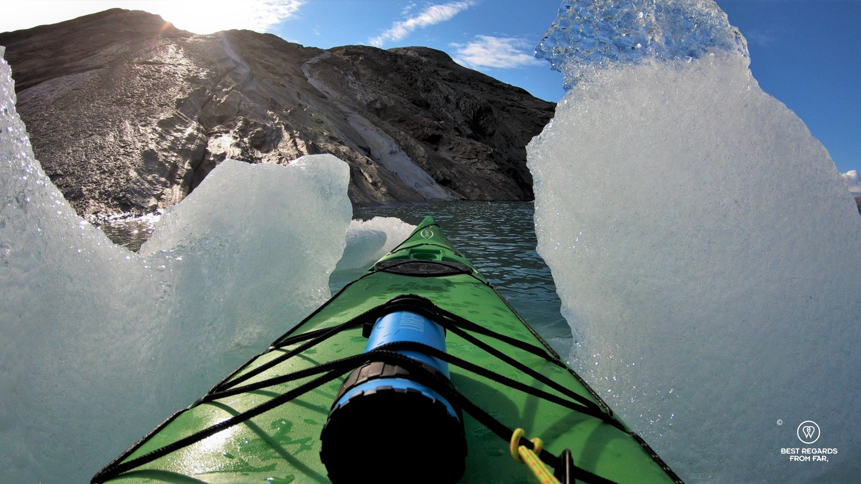 Arctic kayaking amongst icebergs