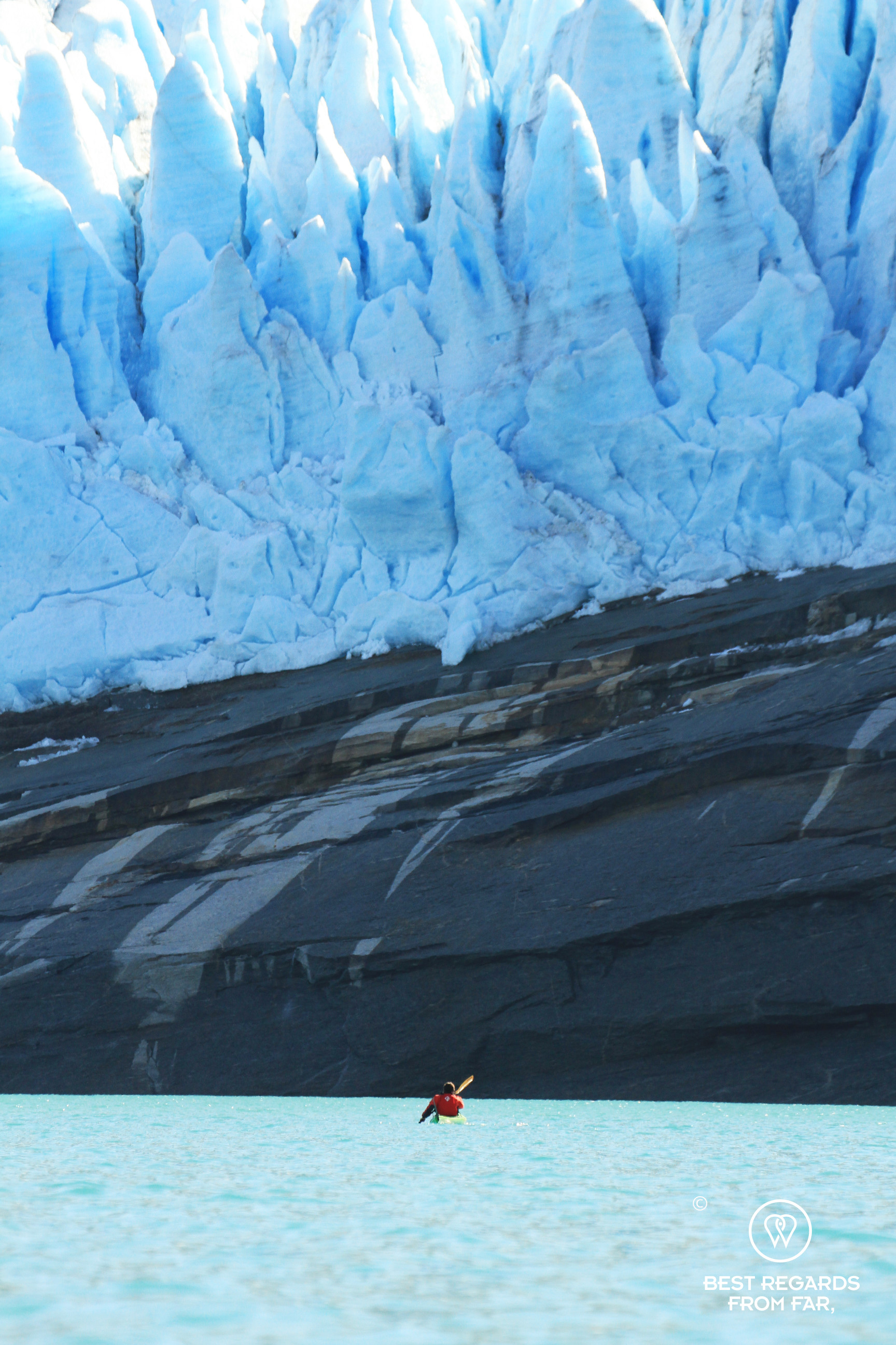 Kayaking by gigantic glaciers, Norway