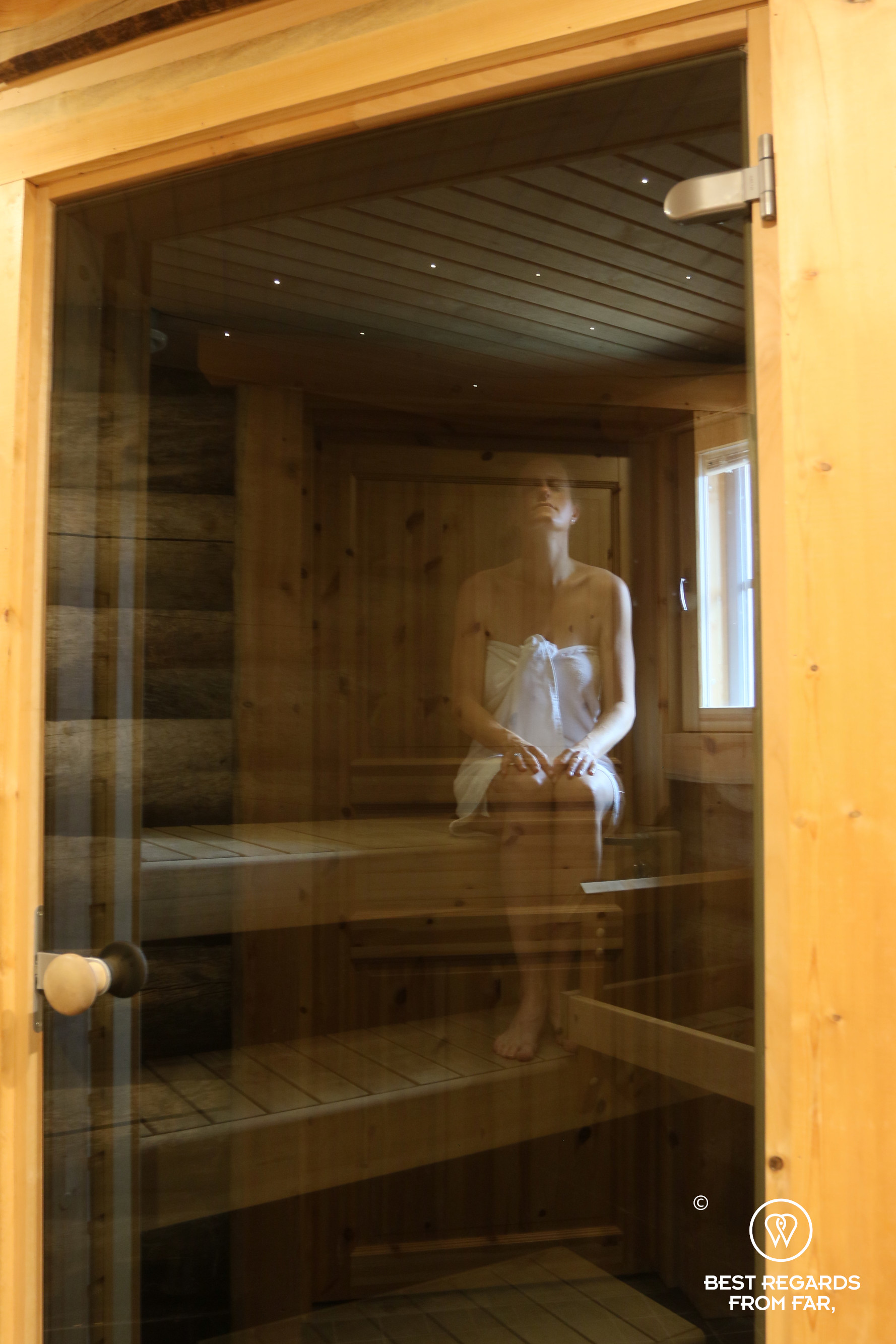 Finnish sauna at Muotka Nellim hotel, Lapland