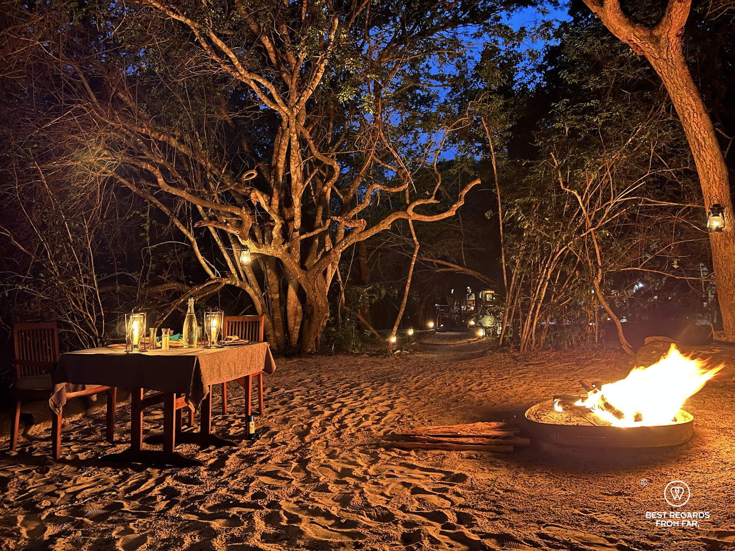 Private and exclusive dinner in the boma at Isibindi Kosi Forest Lodge, Kosi Bay