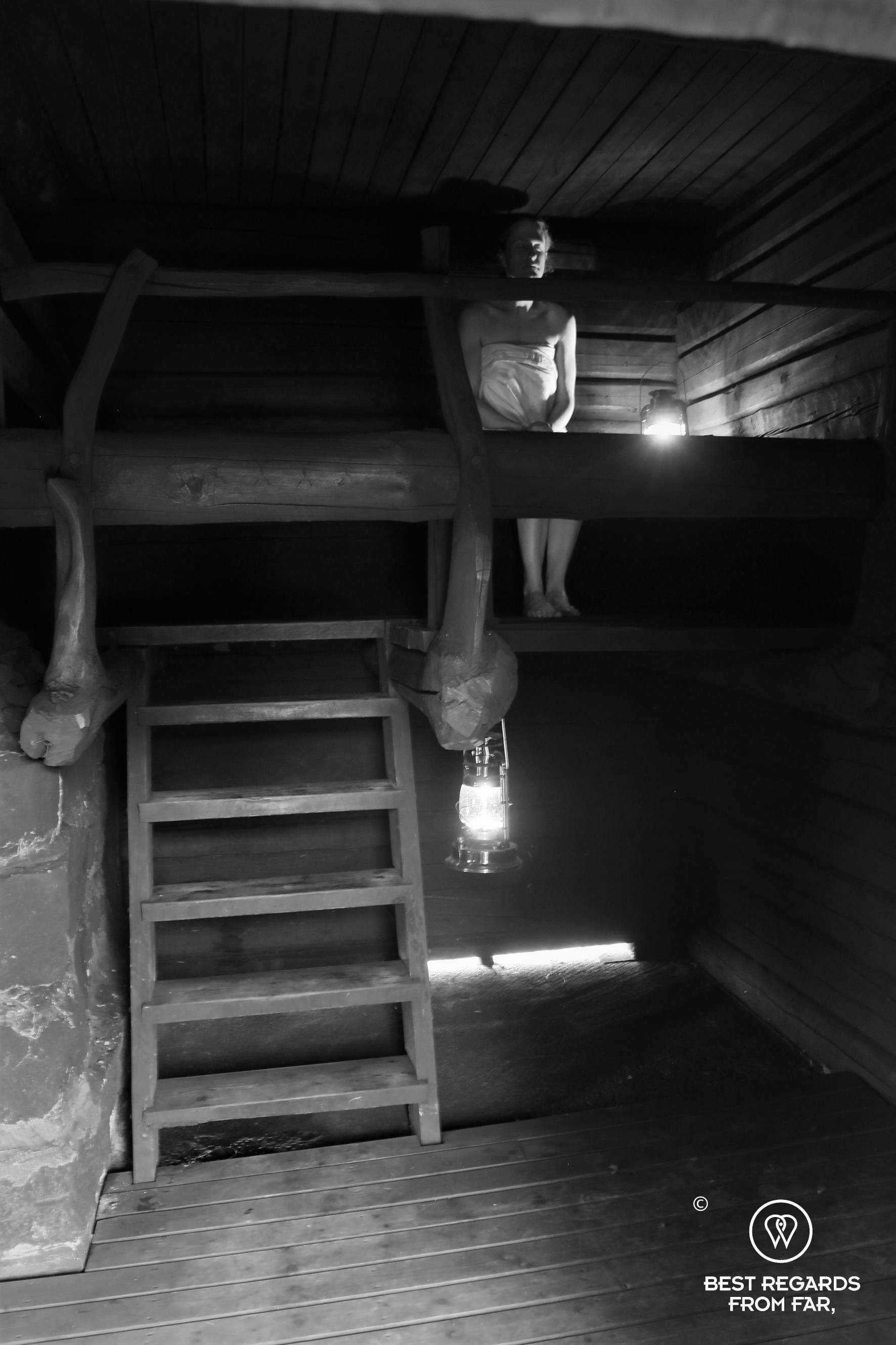 Inside a smoke sauna, Kumpunen, Finland