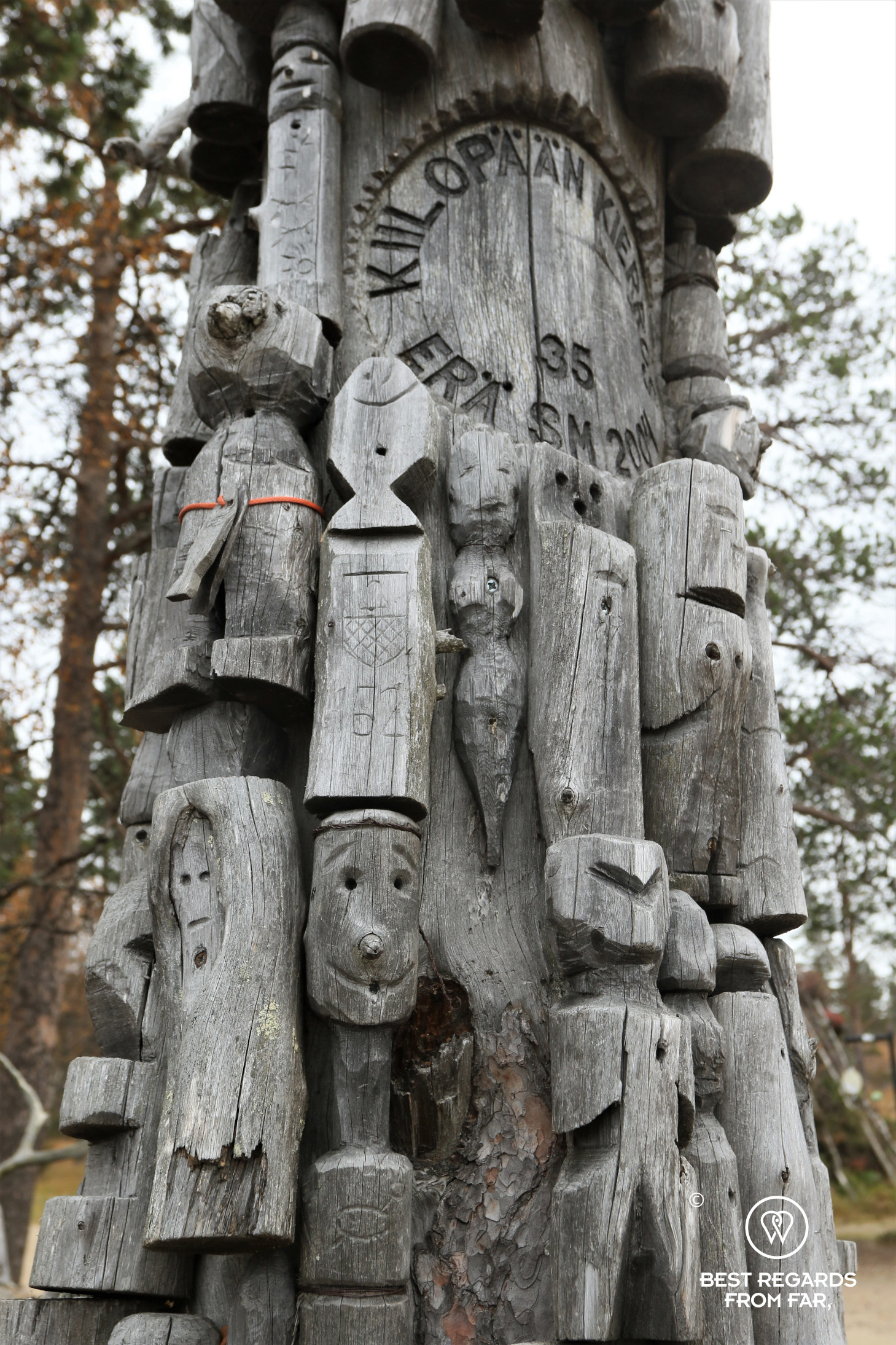 Wooden totem in Suomen Latu Kiilopää, Lapland