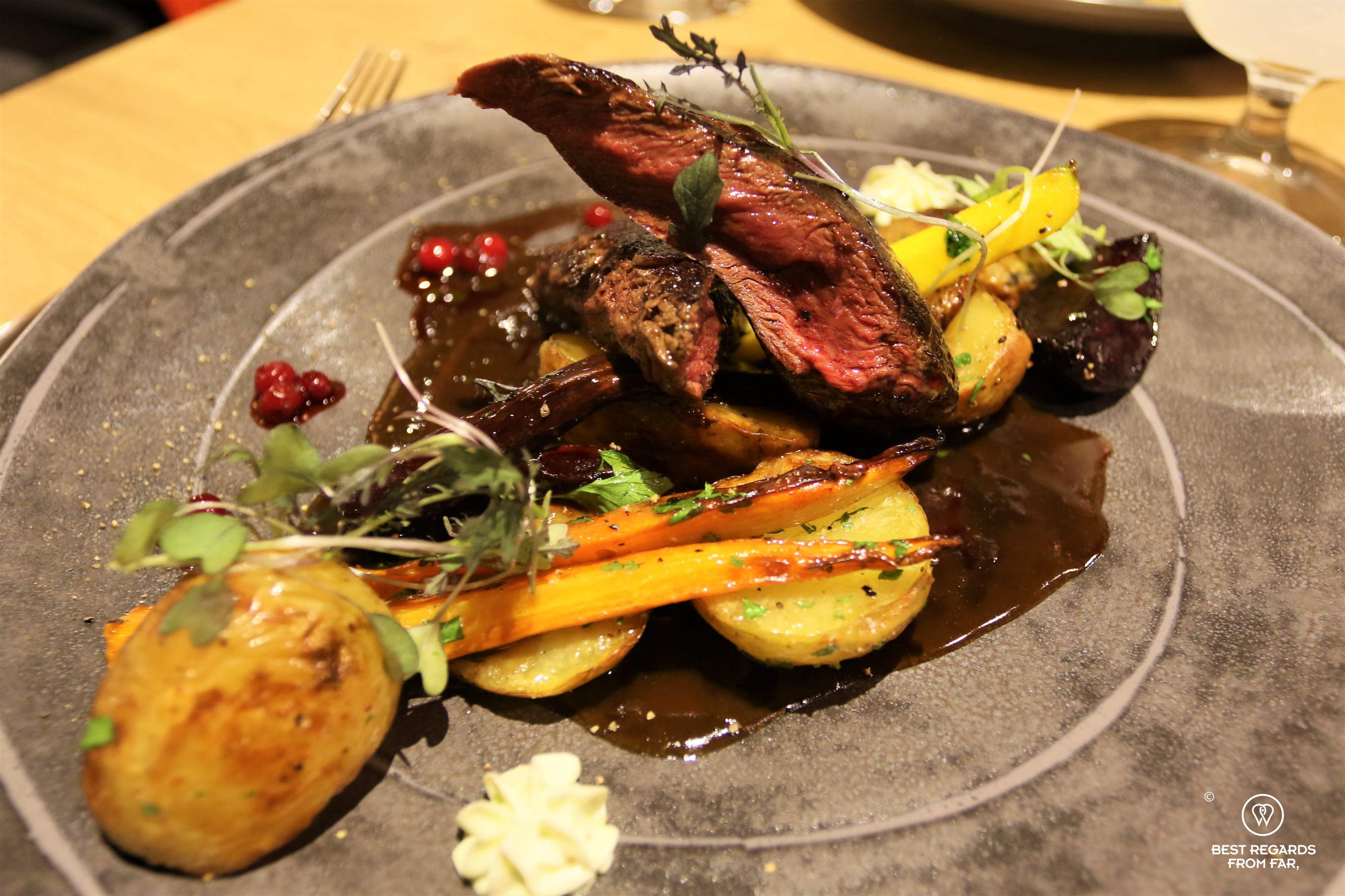 Reindeer fillet at Wilderness Muotka Nellim