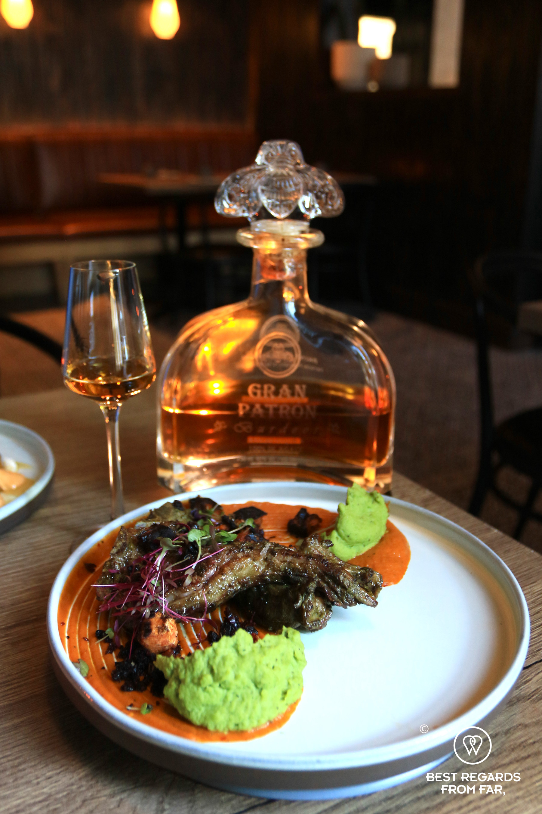 Lamb chops paired with a Gran Patron Burdeos tequila