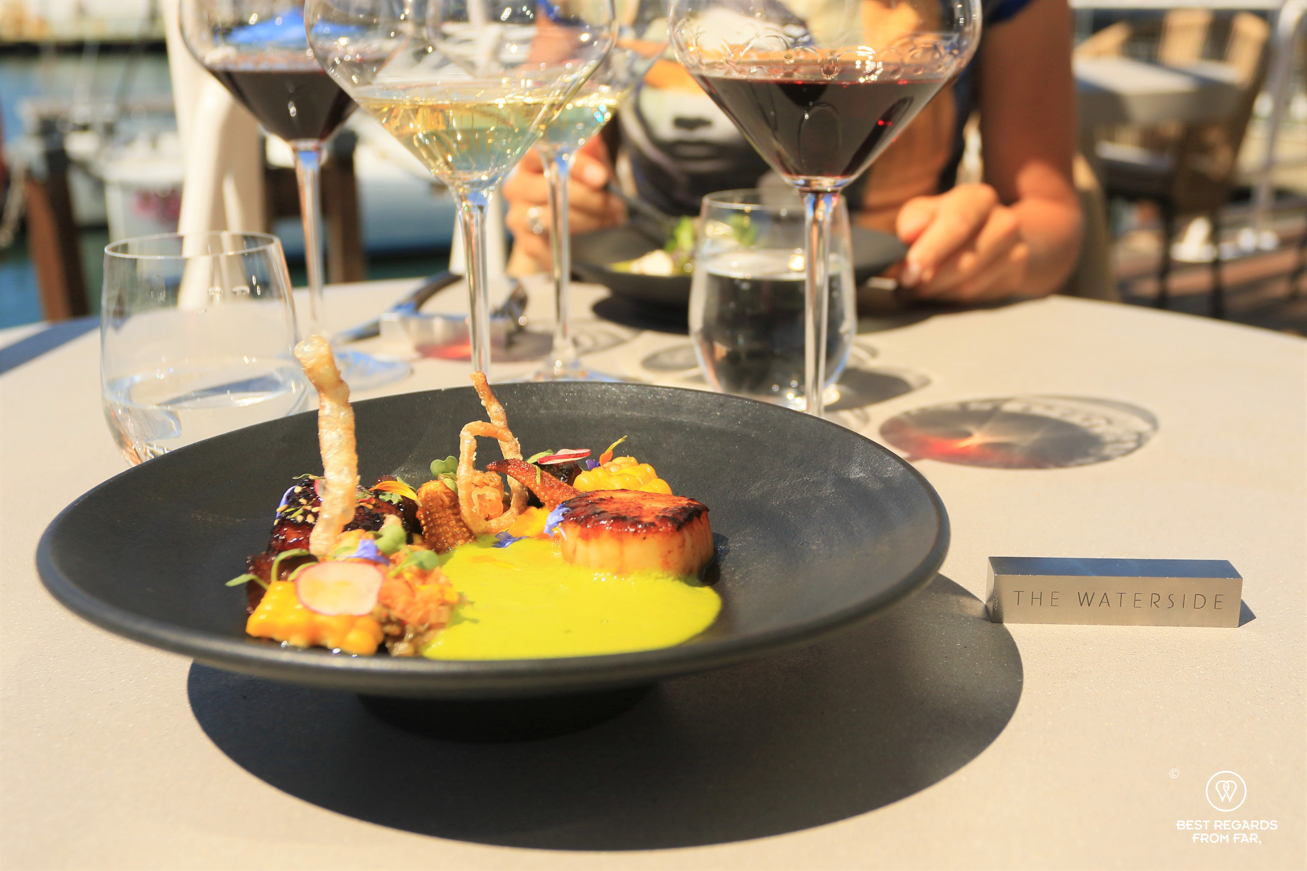 Pork belly and scallop surf and turf, The Waterside, Cape Town