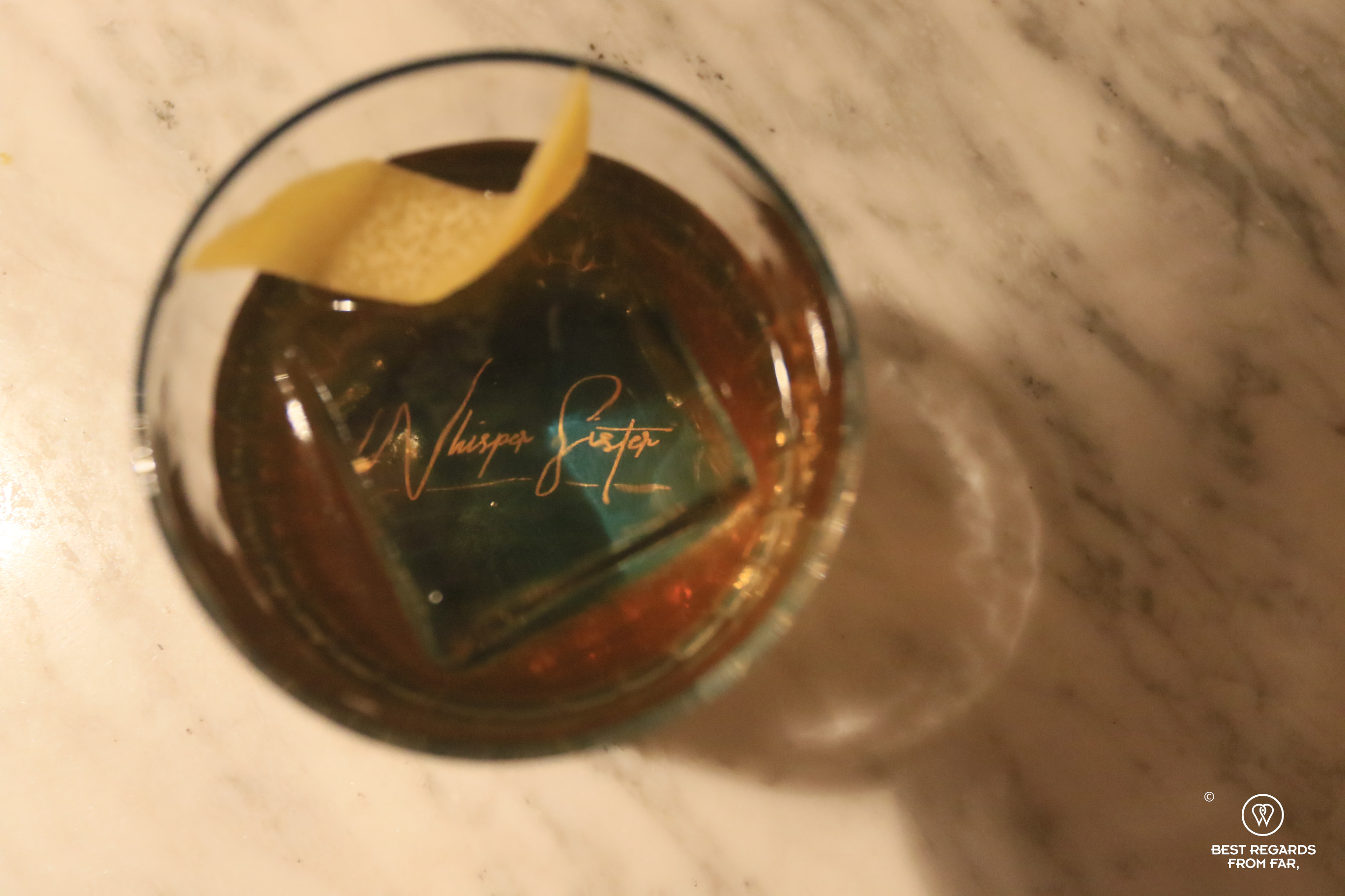 Toffee Apple cocktail at Whisper Sister speakeasy bar in Tallinn