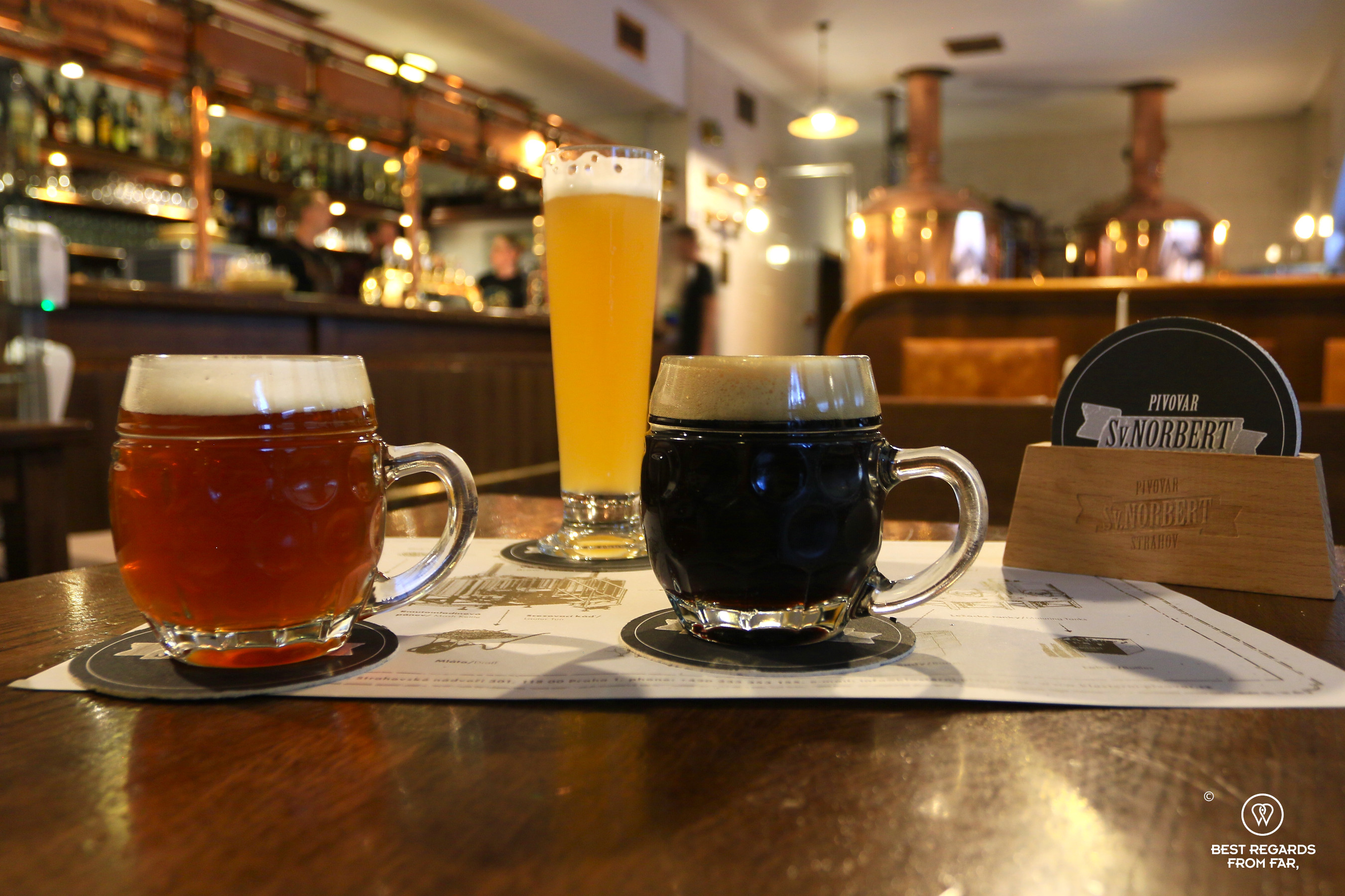 Beers at Pivovar Strahov Brewery, Prague