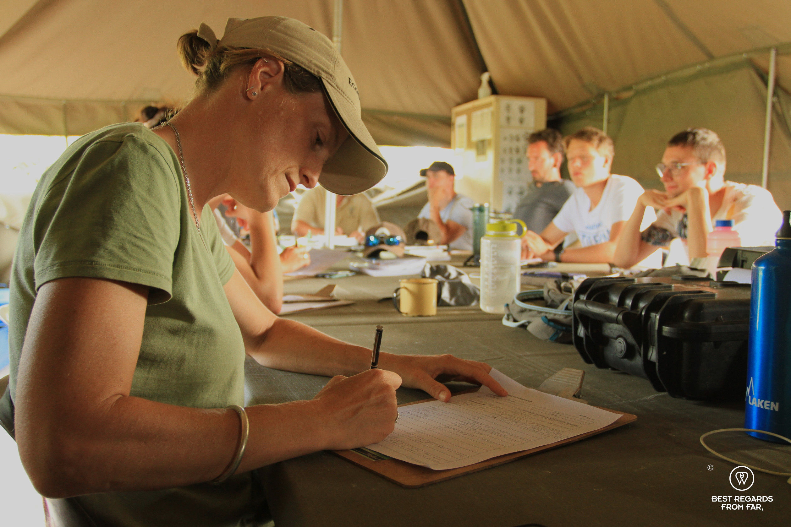 Author Marcella van Alphen during a test for the safari field guide training