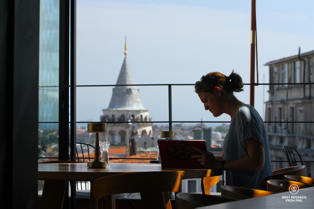 Ruz Hotel rooftop view on the Galata Tower, Istanbul