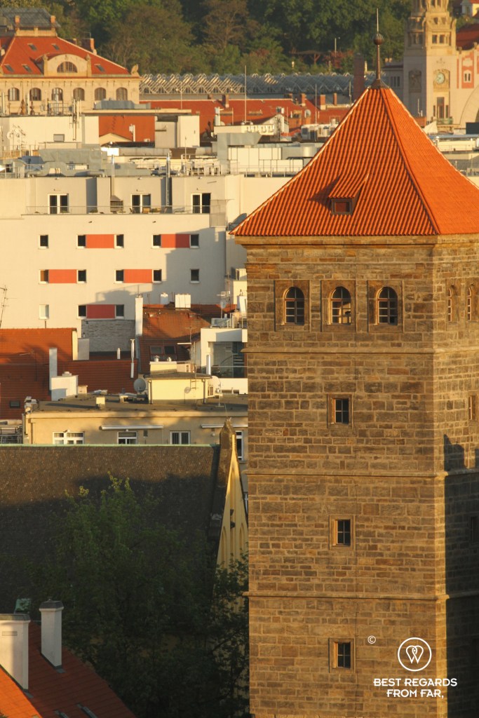 The New Mill Tower at sunset, Prague