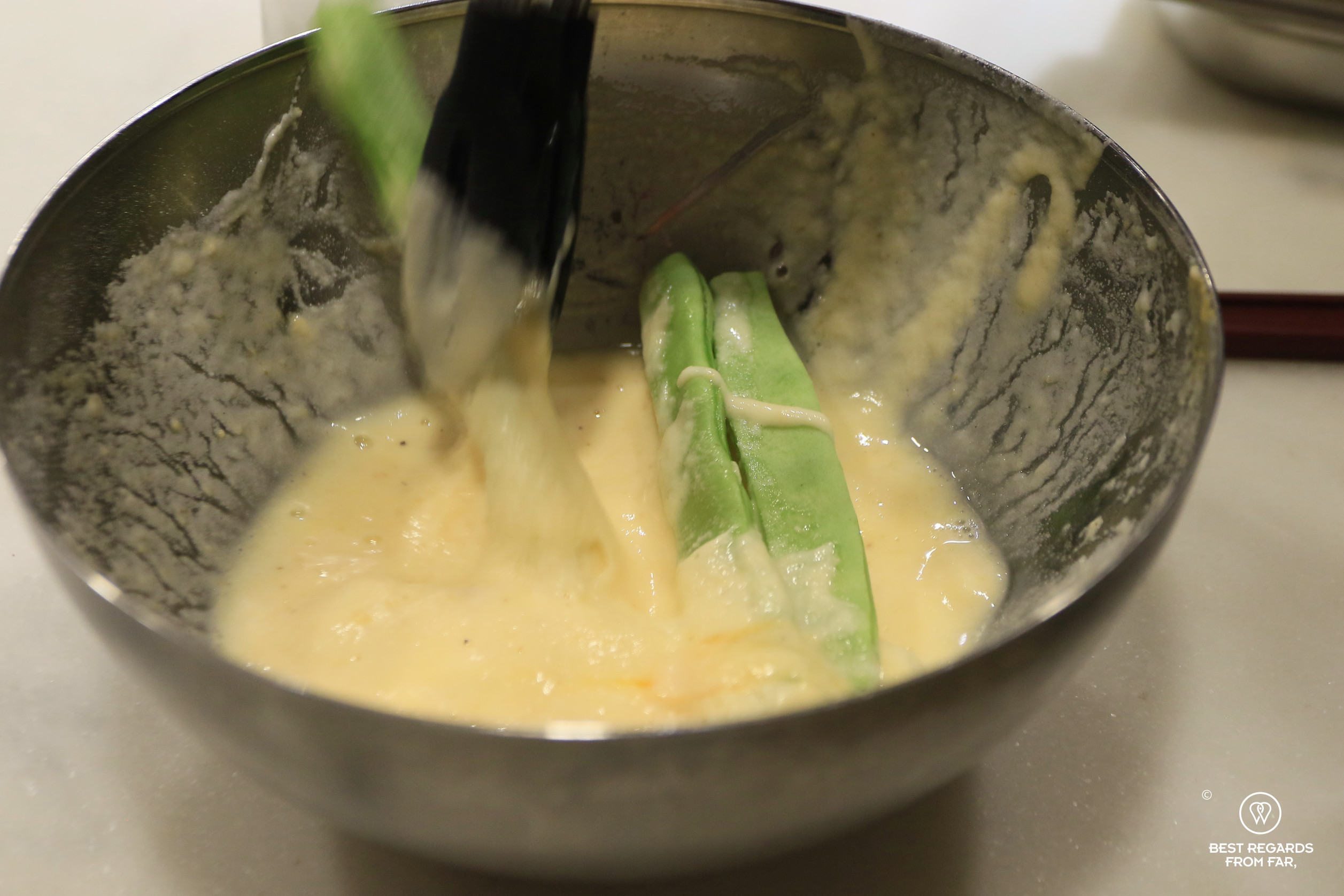 Green beans in a tempura batter at Cooking Lisbon