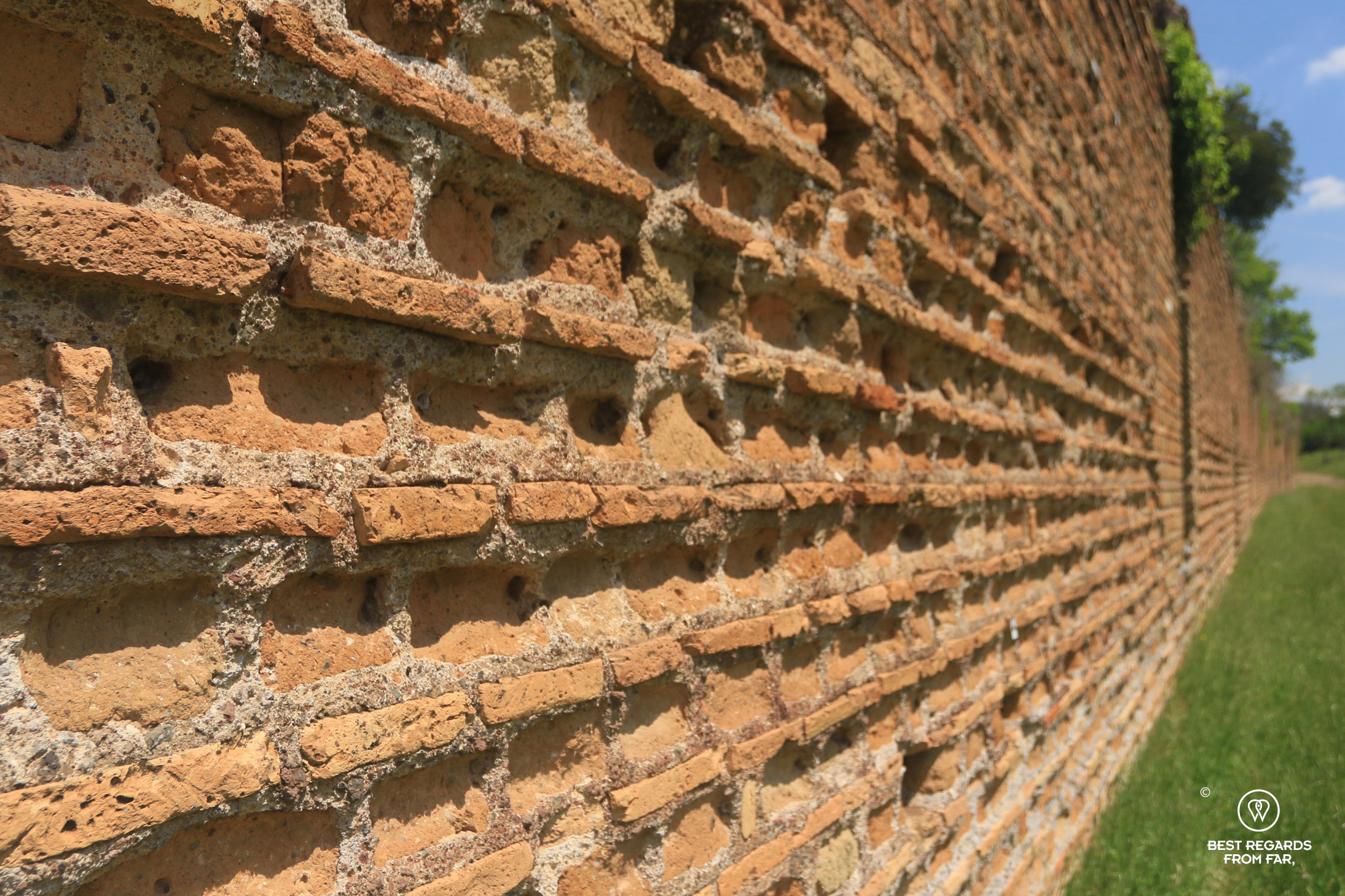 Details of an antique wall at the Circus of Maxentius, Rome