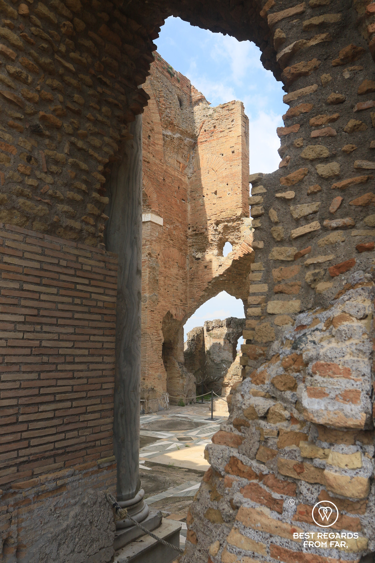 See through the ruins at the Villa dei Quintili, Rome