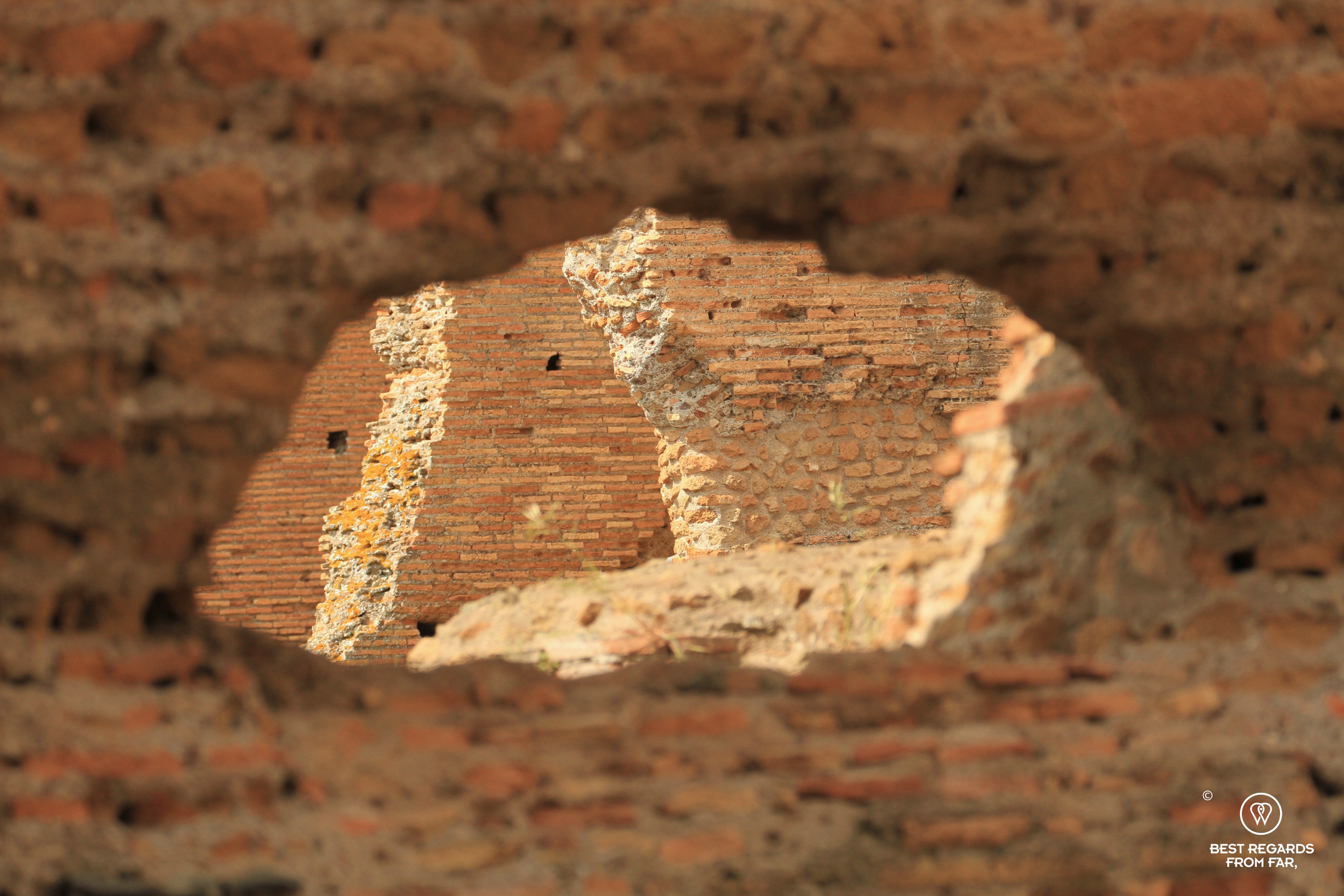 See through the ruins at the Villa dei Quintili, Rome