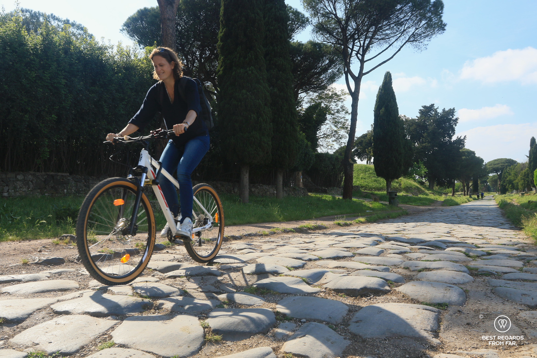 Biking the Via Appia on large slabs, Rome