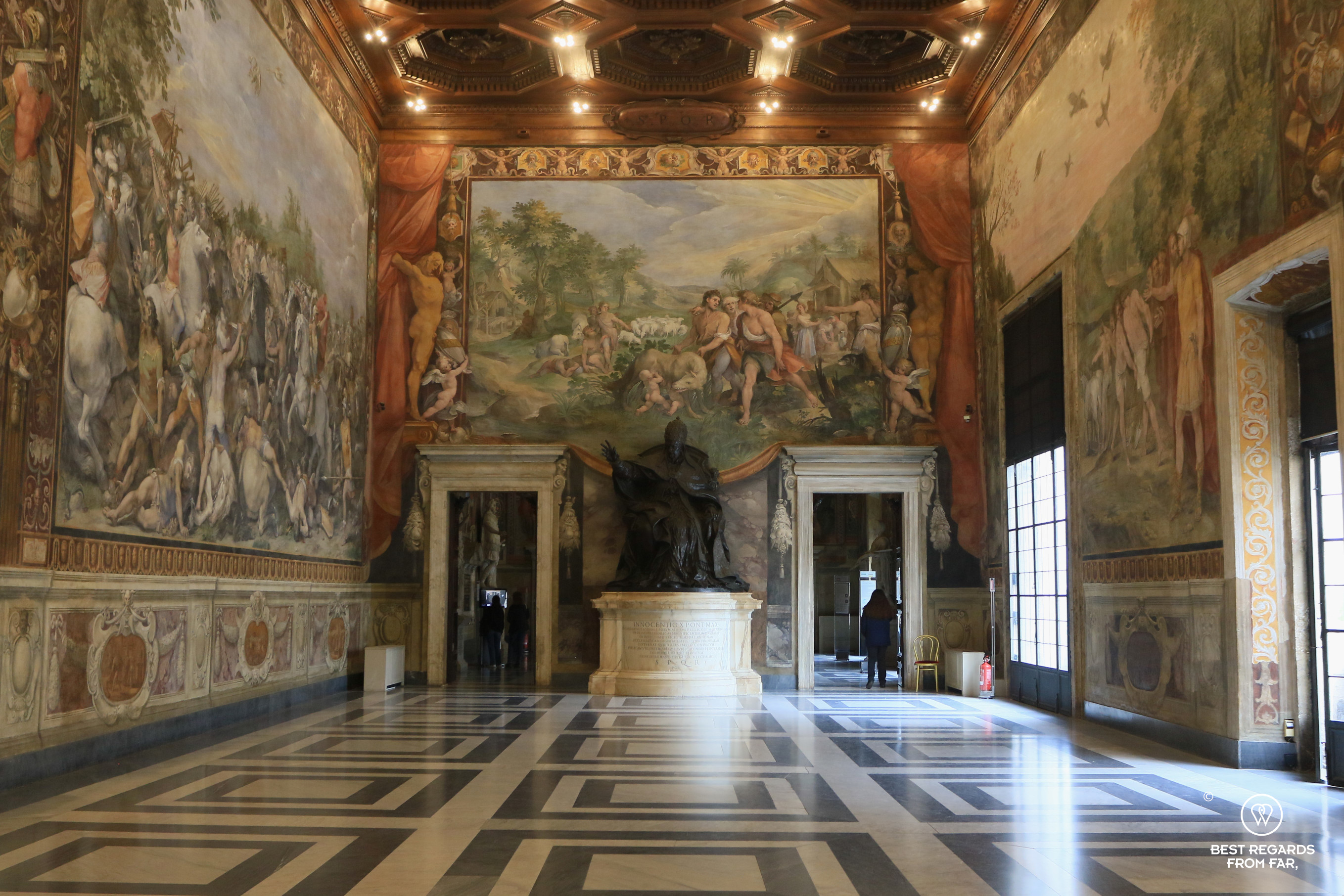 Hall with murals at the Capitoline Museum Rome