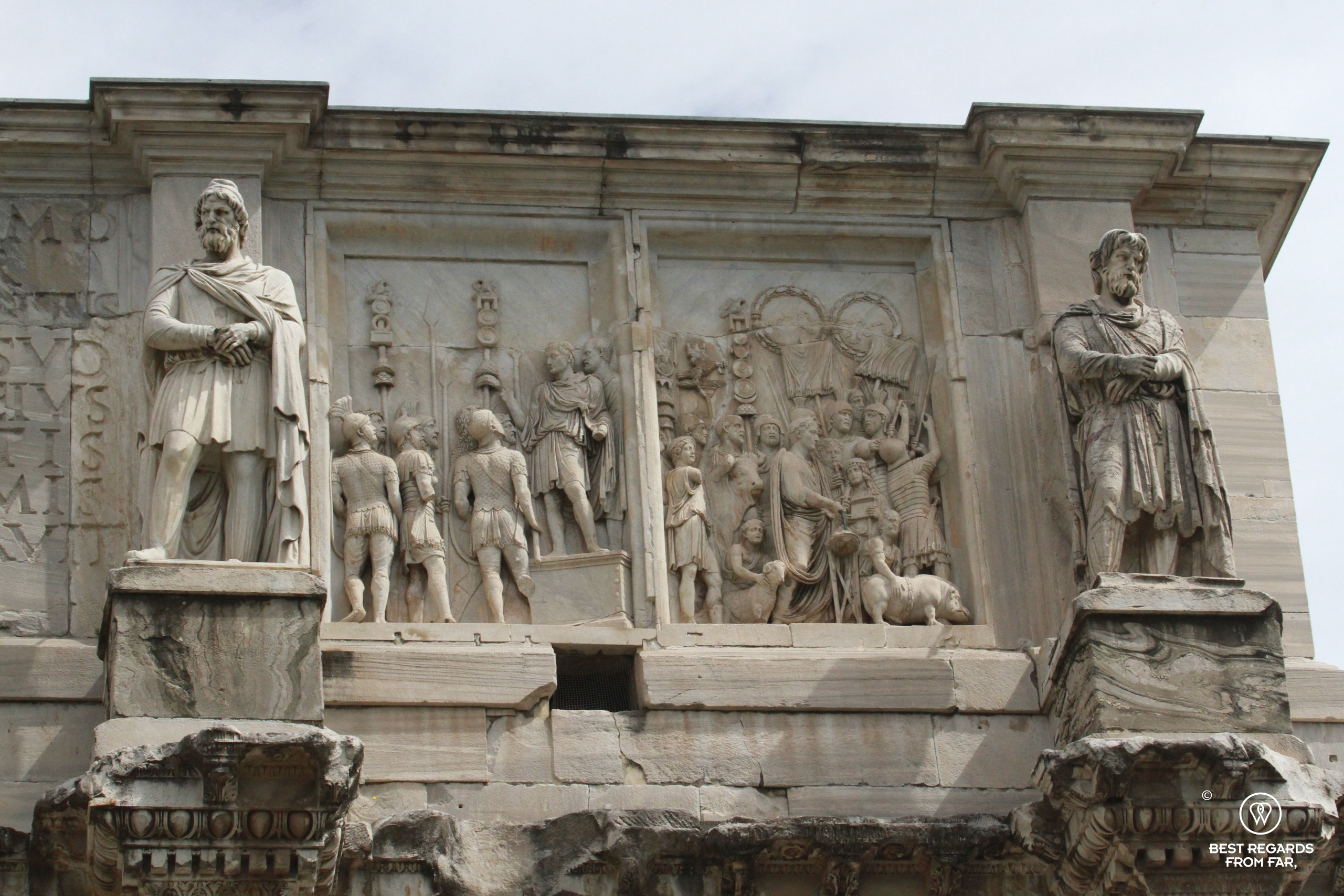 Close up of the Constantine Arch in Rome