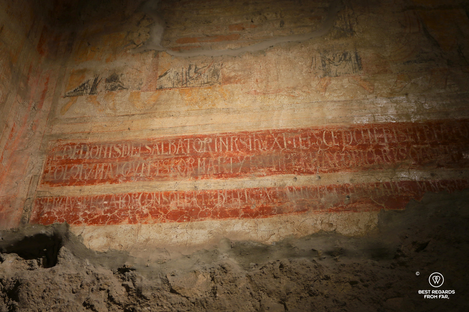 Roman paintings at the Julia Curia, Roman Forum, Rome, Italy