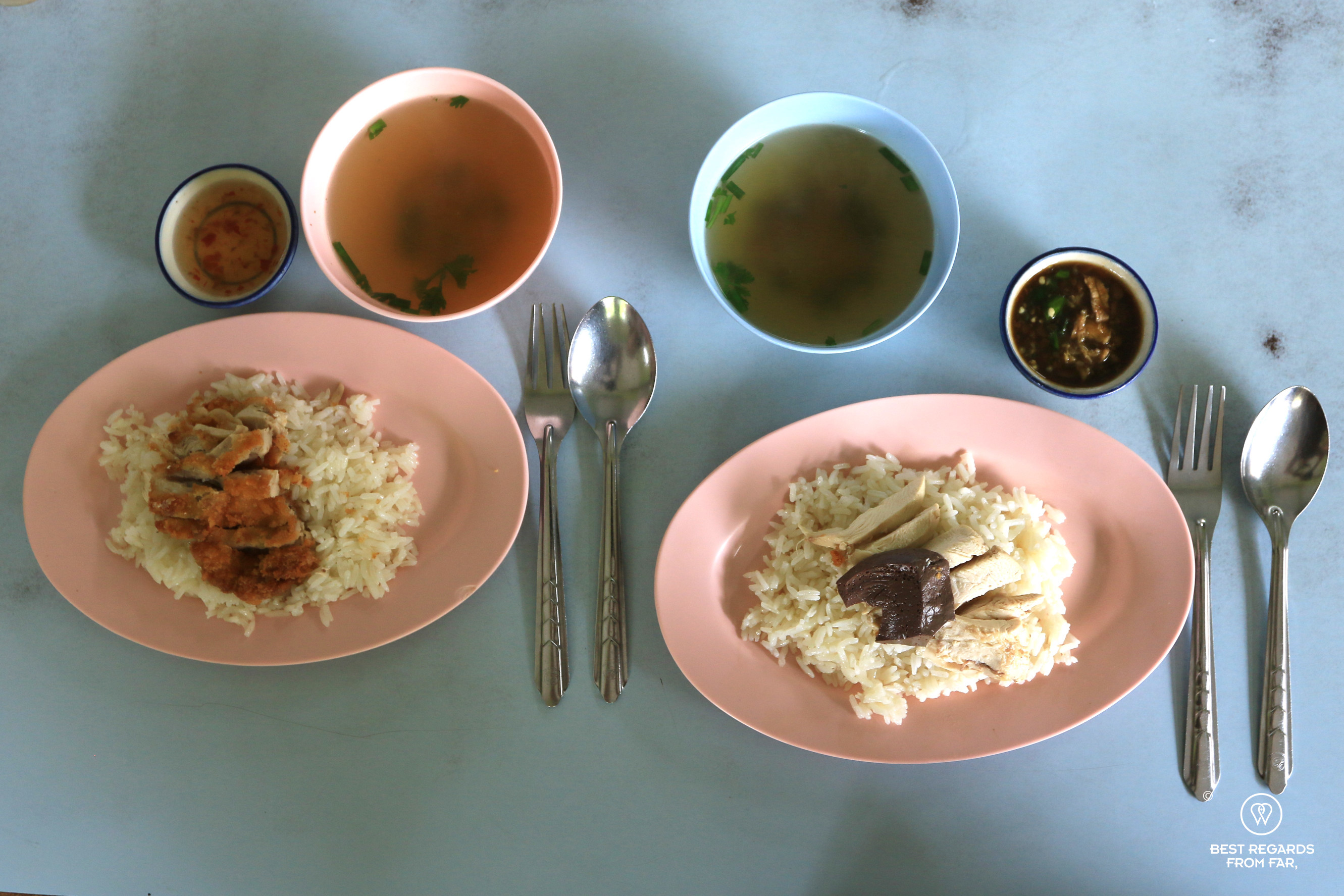 Khao Man Gai, traditional chicken breakfast, Thailand