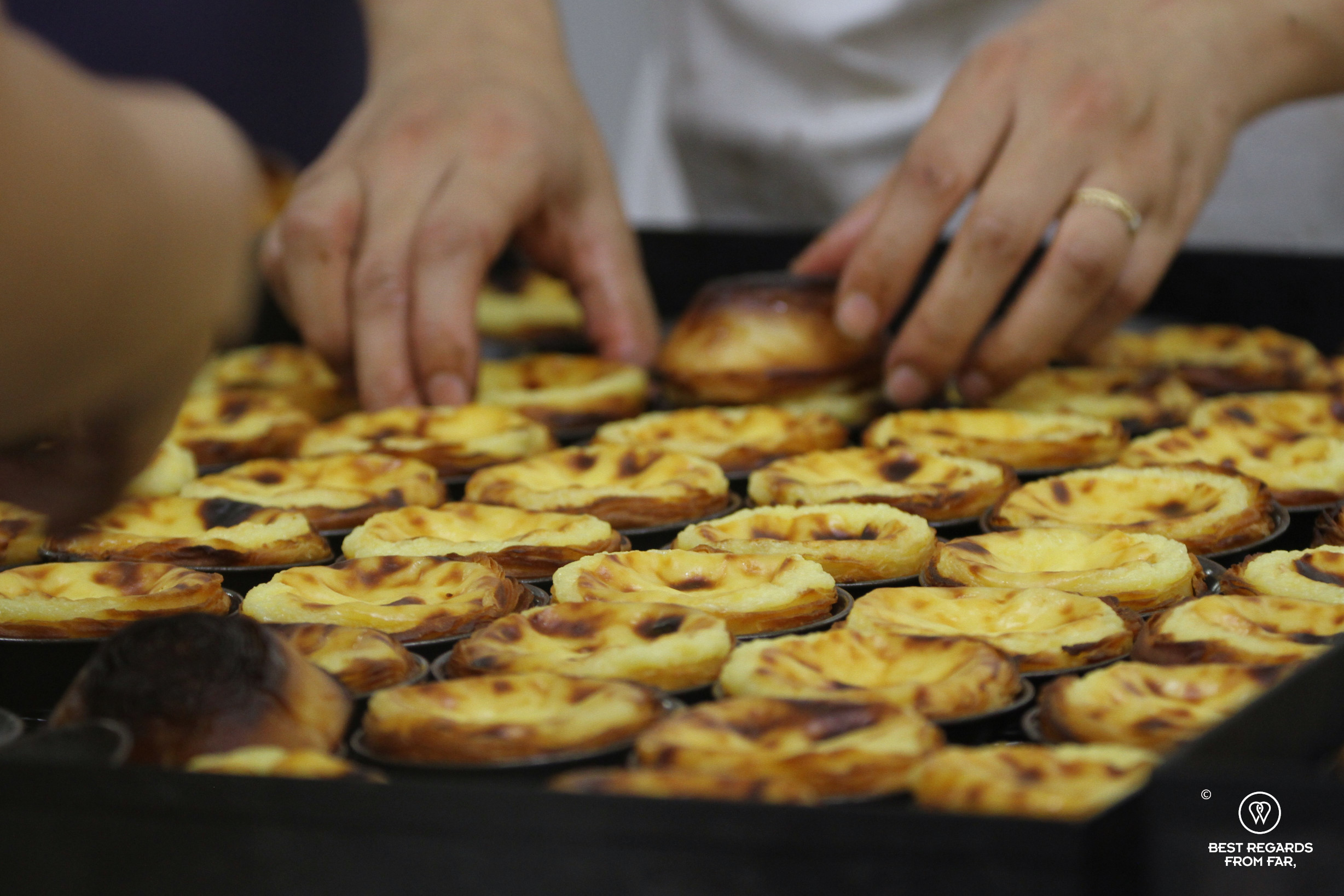 Baking Pasteis de Belém.