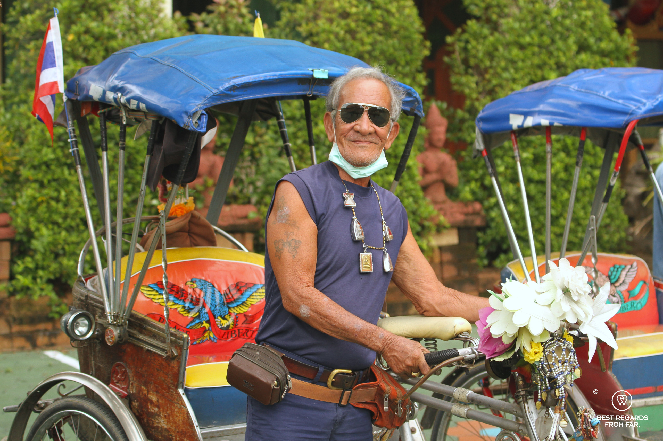 Smiling samlor driver in Chiang Mai, Thailand