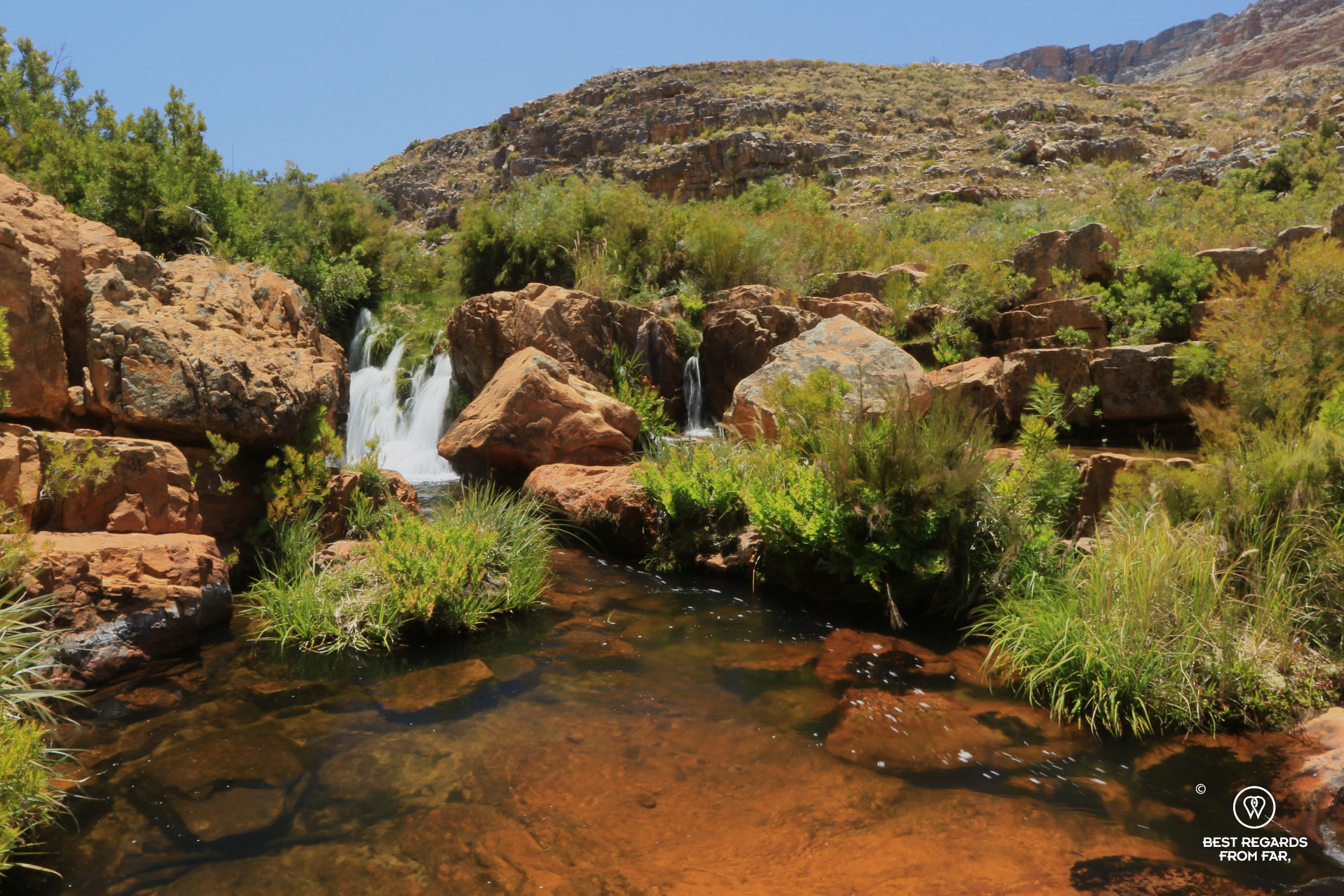 Waterfall at the Maalgat swimming hole, Cederberg, South Africa
