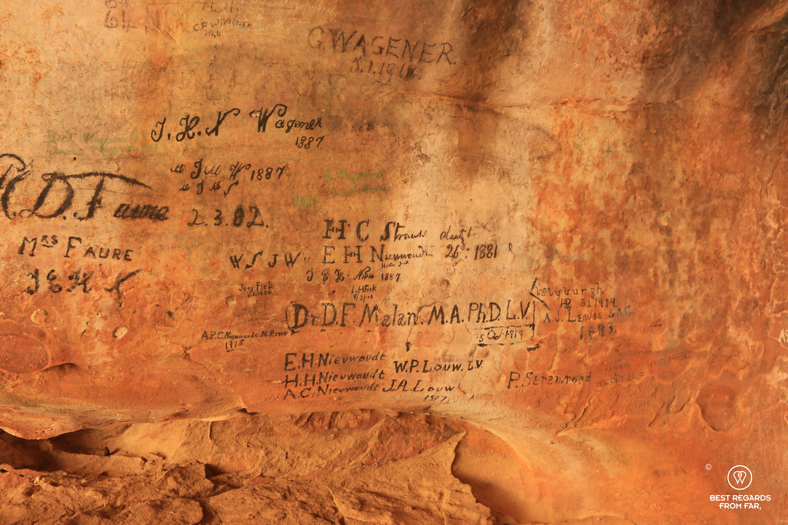 Stadsaal Cave historical graffitis, Cederberg, South Africa