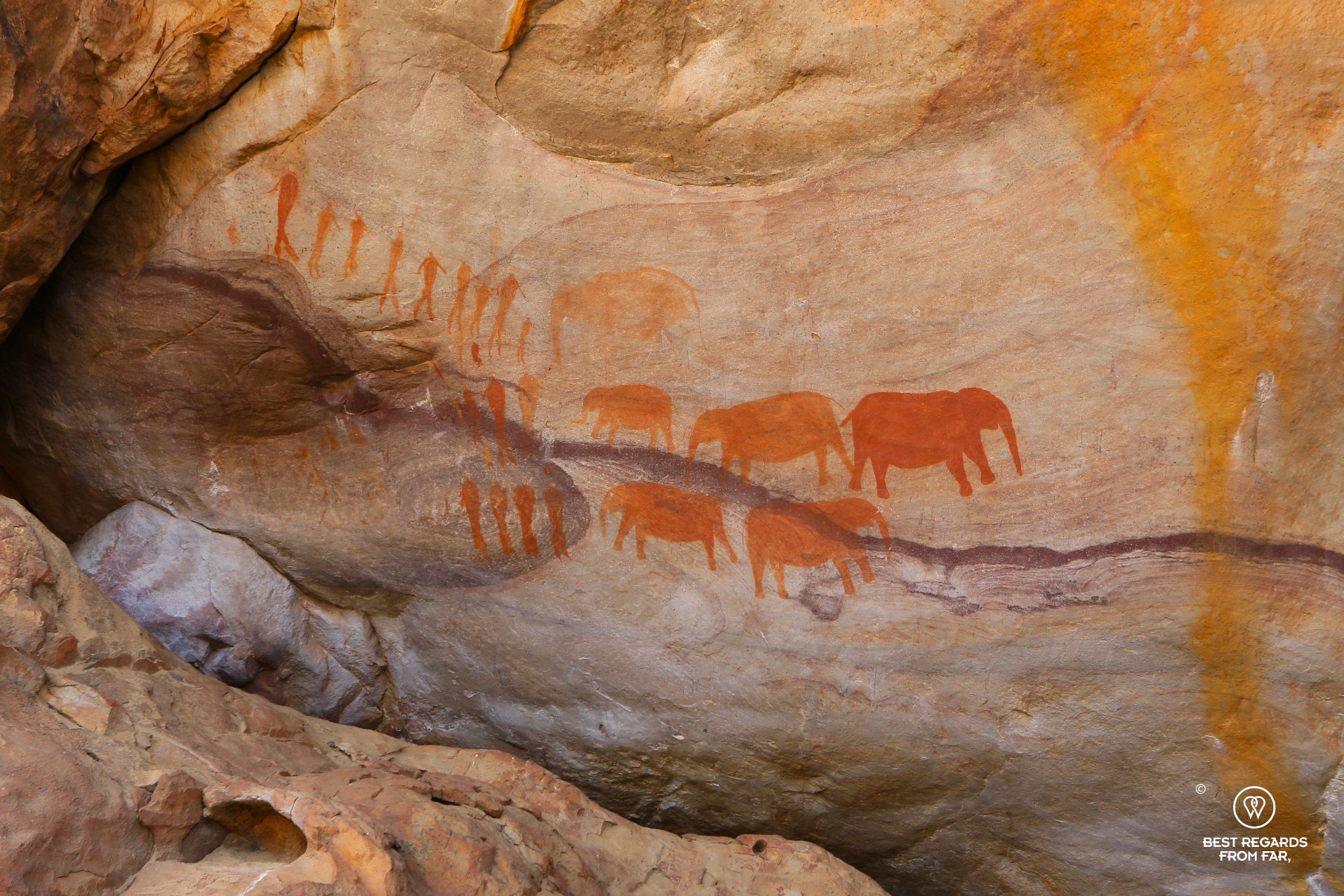 Stadsaal Rock Paintings with elephants and humans, Cederberg, South Africa