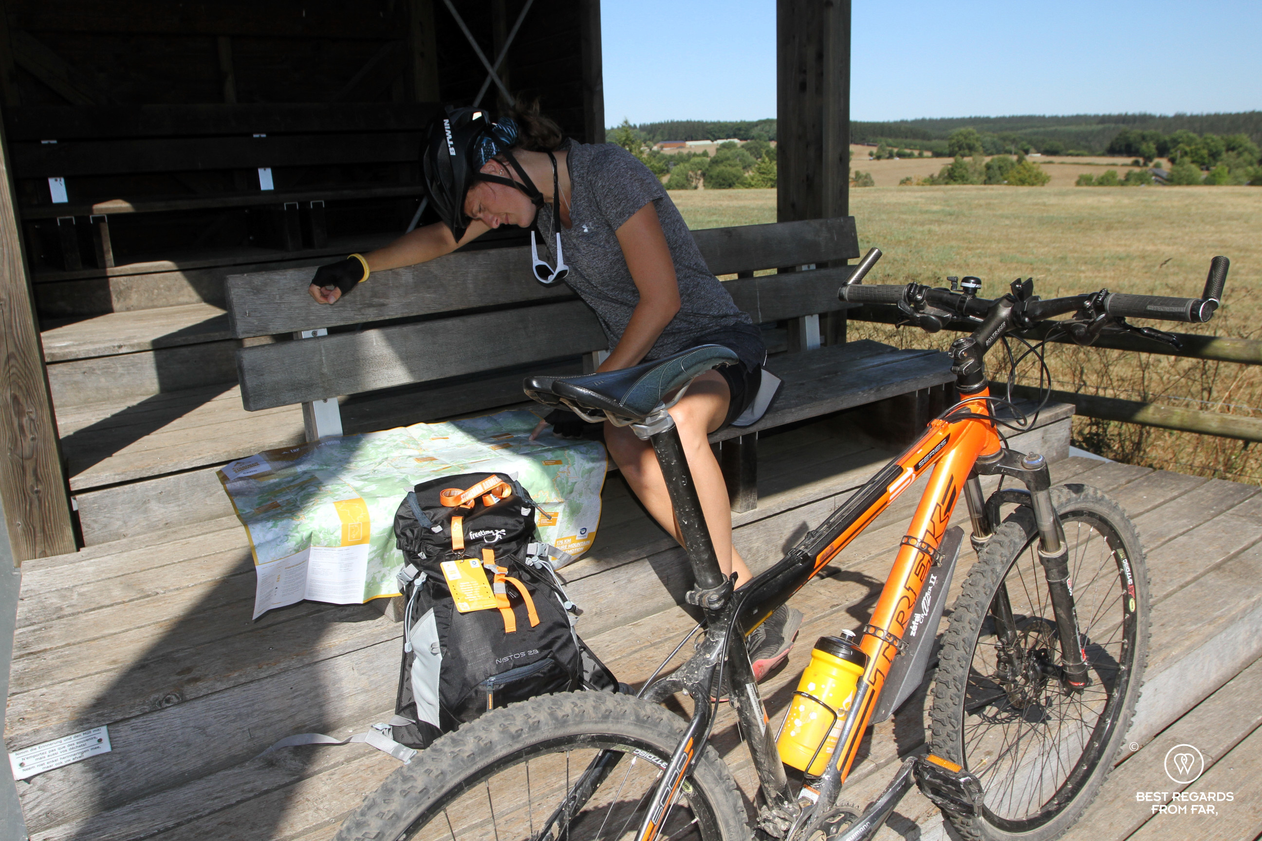 Looking att the map at a checkpoint on the Stoneman Arduenna, Belgium