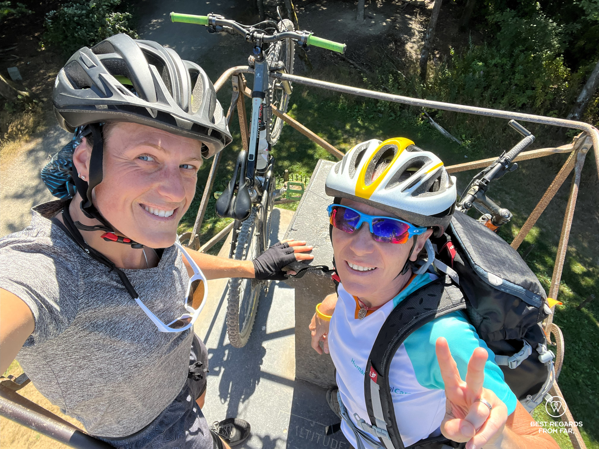Author & writers Claire Lessiau and Marcella van Alphen atop Benelux's highest point on the Stoneman Arduenna, Belgium